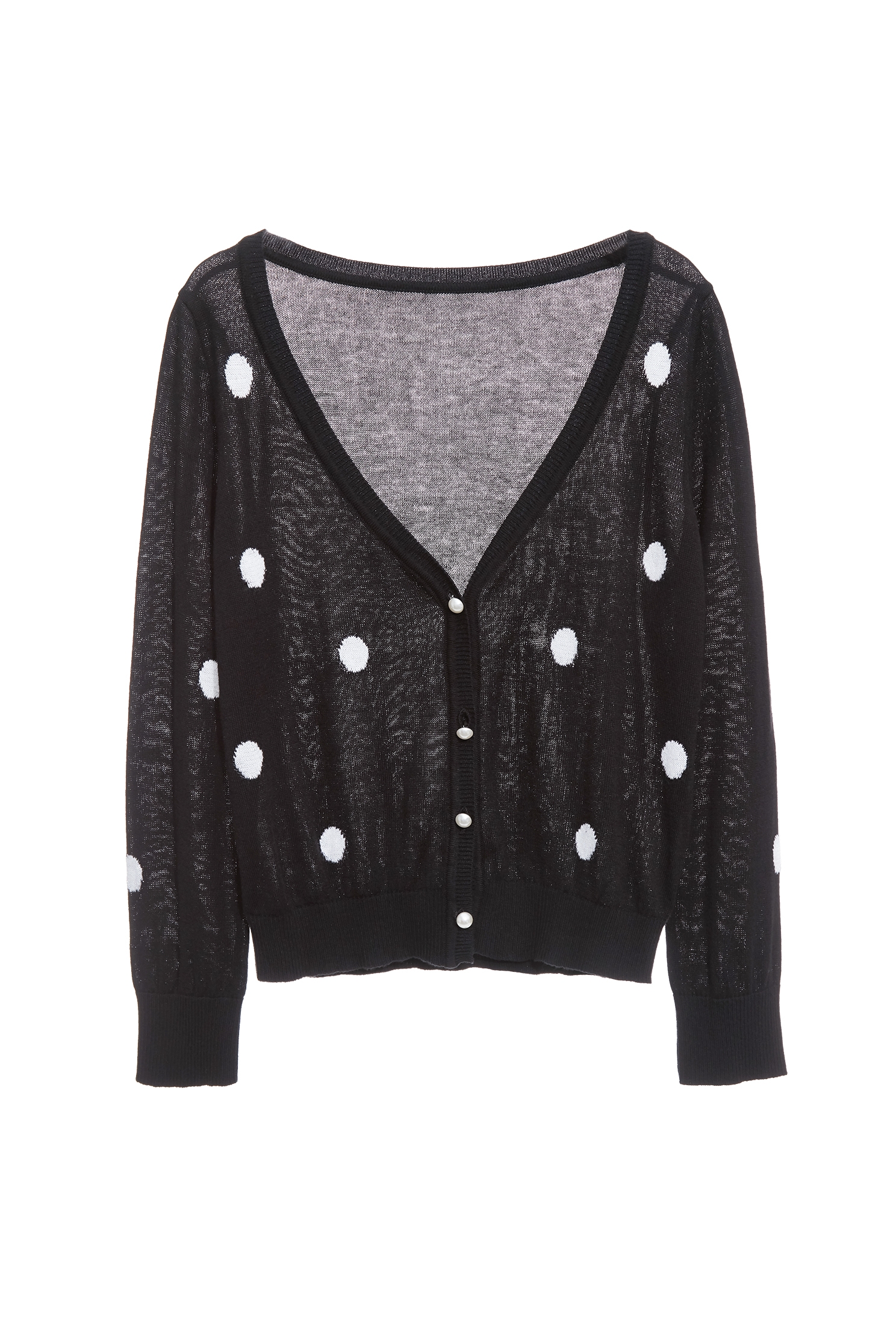 Polka Dot Knit CardiganPolka Dot Knit Cardigan,Jackets,Outerwear,Season (SS) Look,dotcollection,pearl,Knitted,Knitted coats