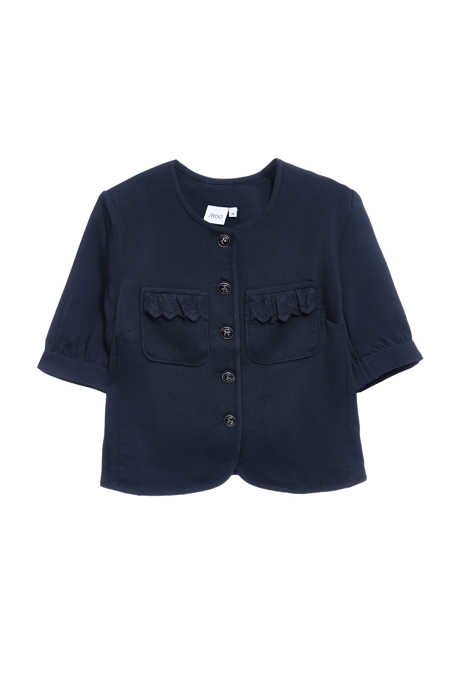 Navy Half Sleeve JacketNavy Half Sleeve Jacket,Jackets,Outerwear,Season (SS) Look,Lace,bows