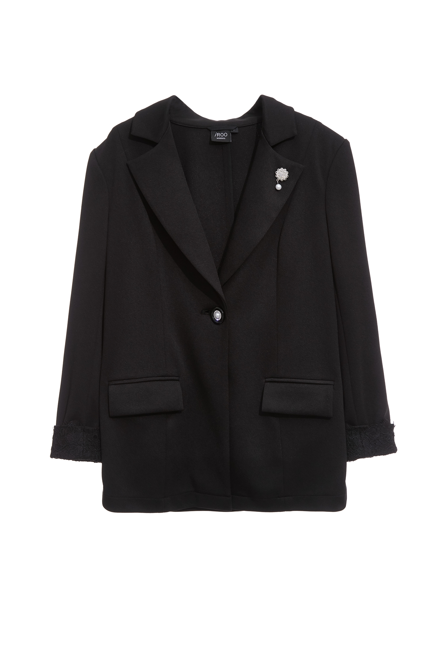 Sleeve Cuff Lace Detail BlazerSleeve Cuff Lace Detail Blazer,Jackets,Outerwear,Season (SS) Look,pearl,Black outerwear