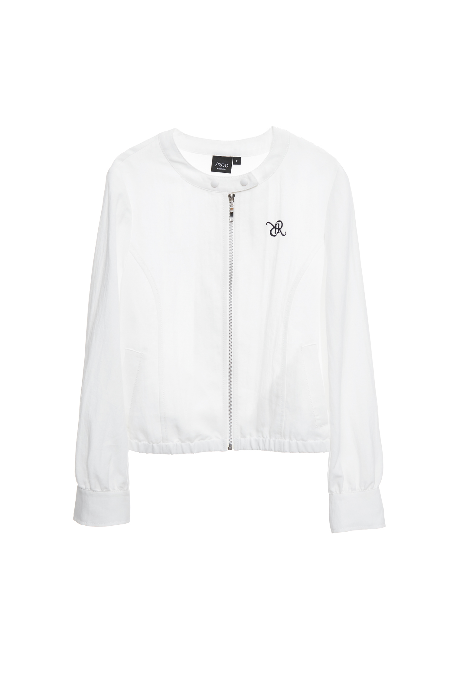 R Logo Front Zip Linen JacketR Logo Front Zip Linen Jacket,Jackets,Outerwear,Season (SS) Look,White outerwear