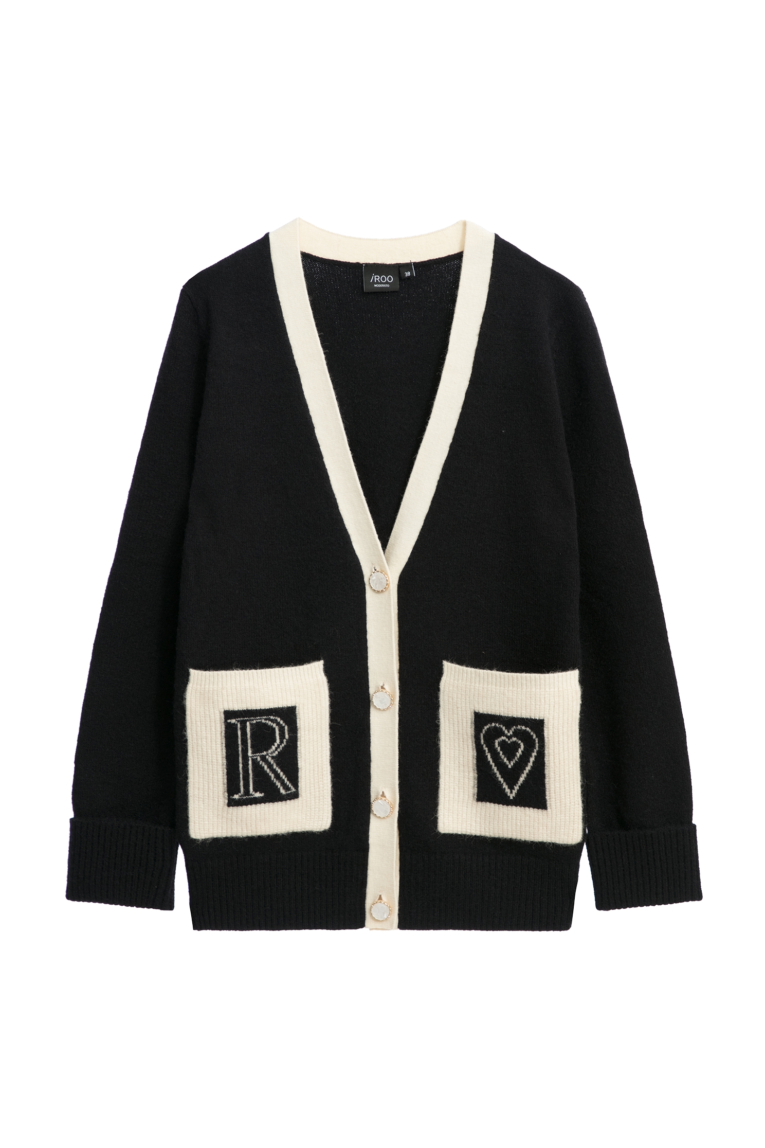 V-neck Knit Cardigan With Contrast PocketsV-neck Knit Cardigan With Contrast Pockets,Season (AW) Look,Knitted,Knitted coats,Knitted tops