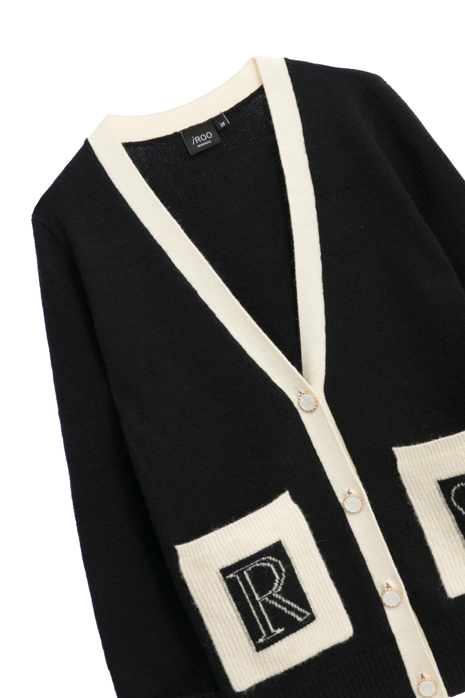 V-neck Knit Cardigan With Contrast PocketsV-neck Knit Cardigan With Contrast Pockets,Season (AW) Look,Knitted,Knitted coats,Knitted tops