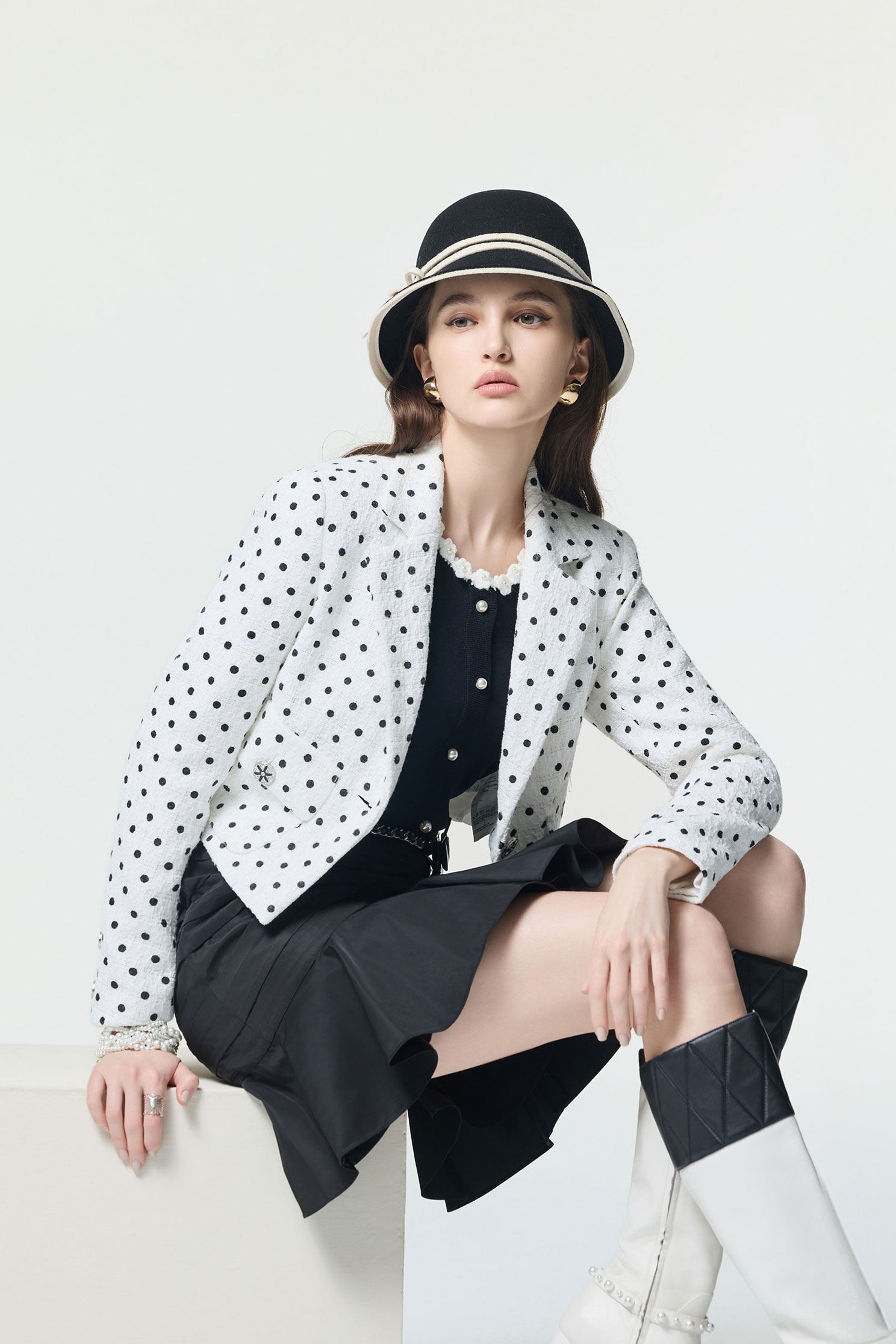 Retro Polka Dot Crop BlazerRetro Polka Dot Crop Blazer,Jackets,dotcollection,Season (AW) Look