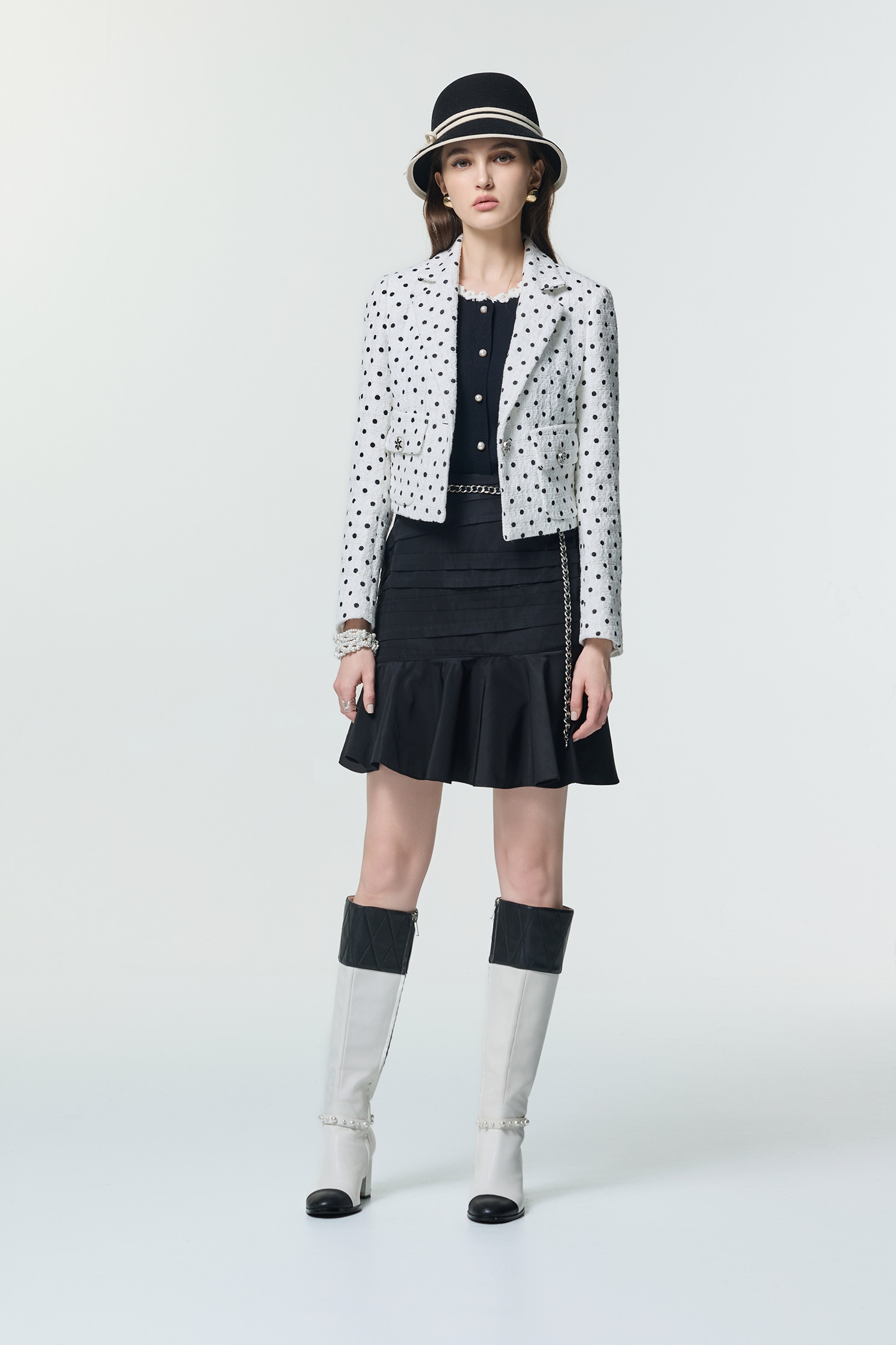 Retro Polka Dot Crop BlazerRetro Polka Dot Crop Blazer,Jackets,dotcollection,Season (AW) Look