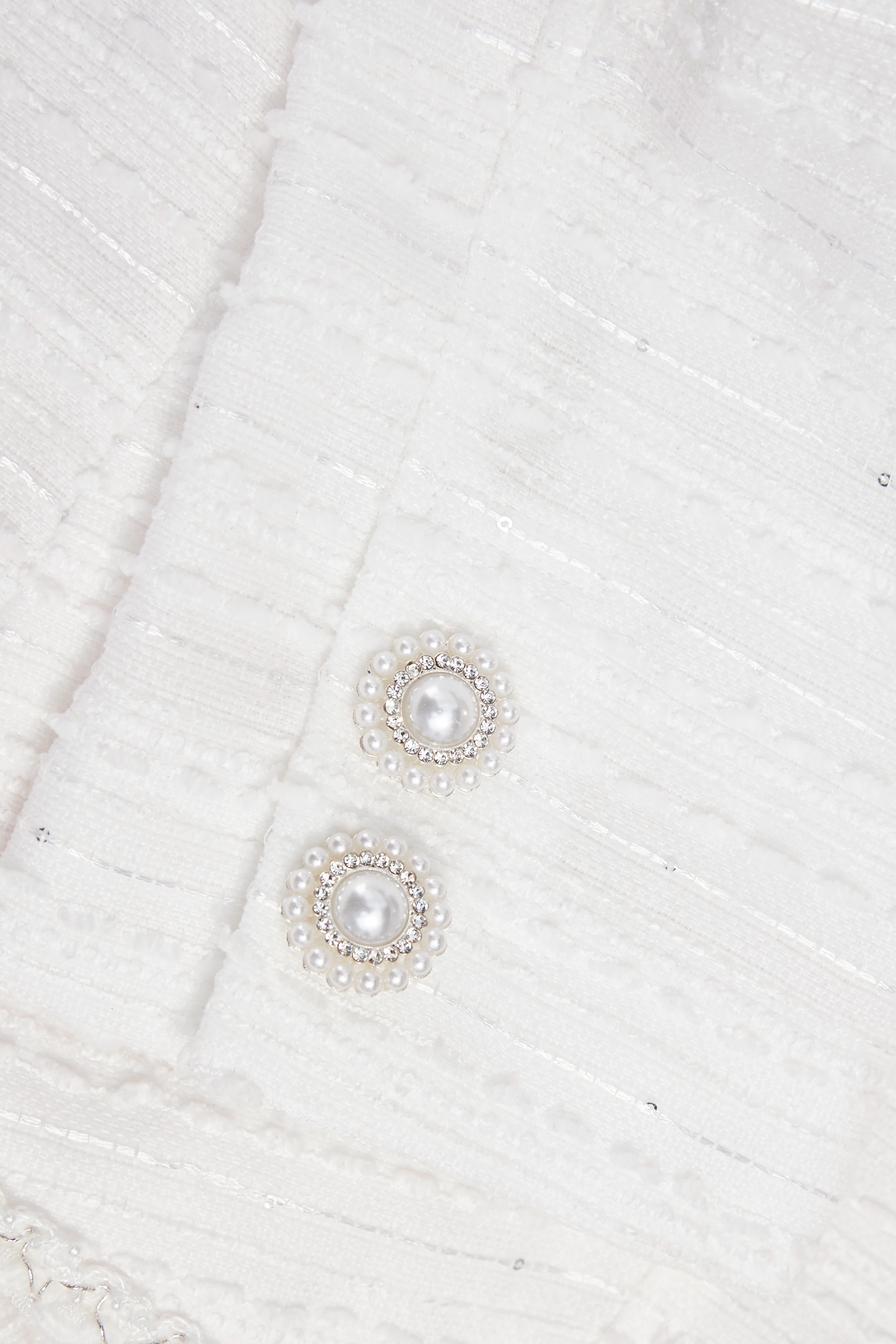 White Tweed Crop JacketWhite Tweed Crop Jacket,Jackets,Outerwear,pearl,White outerwear,Season (AW) Look