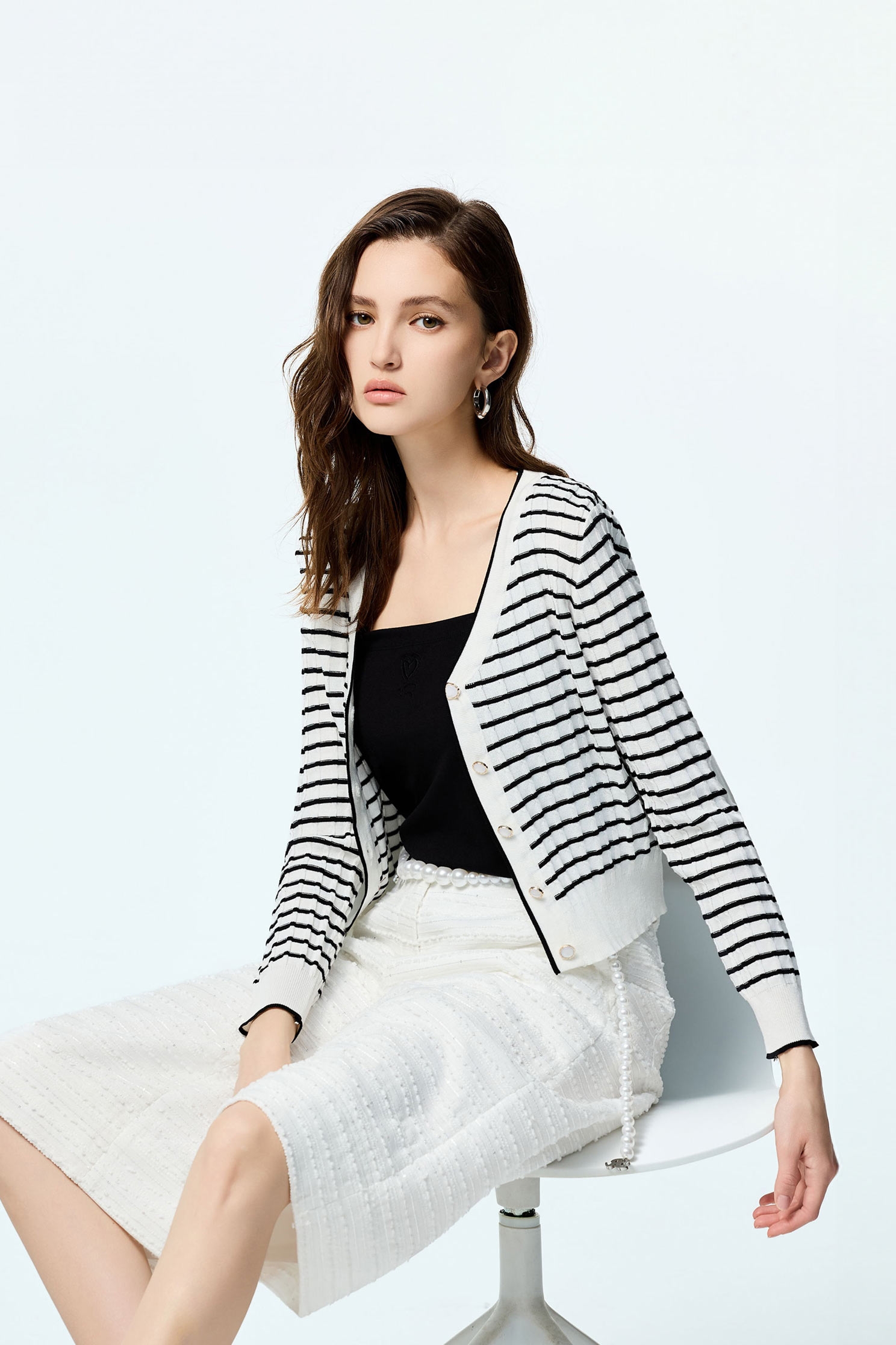 Stripe Printed Knit CardiganStripe Printed Knit Cardigan,Jackets,Outerwear,Season (AW) Look,Knitted,Knitted coats