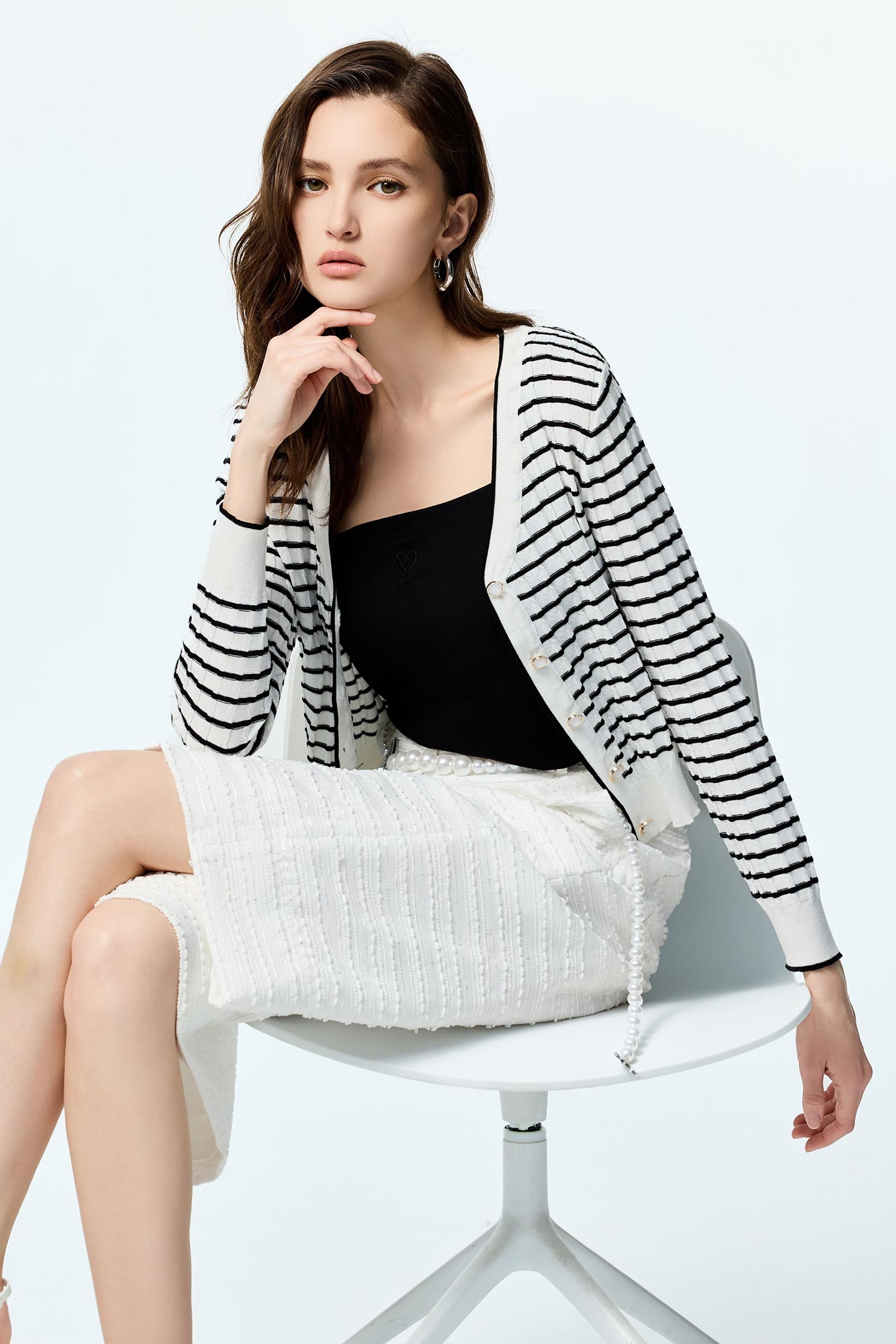 Stripe Printed Knit CardiganStripe Printed Knit Cardigan,Jackets,Outerwear,Season (AW) Look,Knitted,Knitted coats