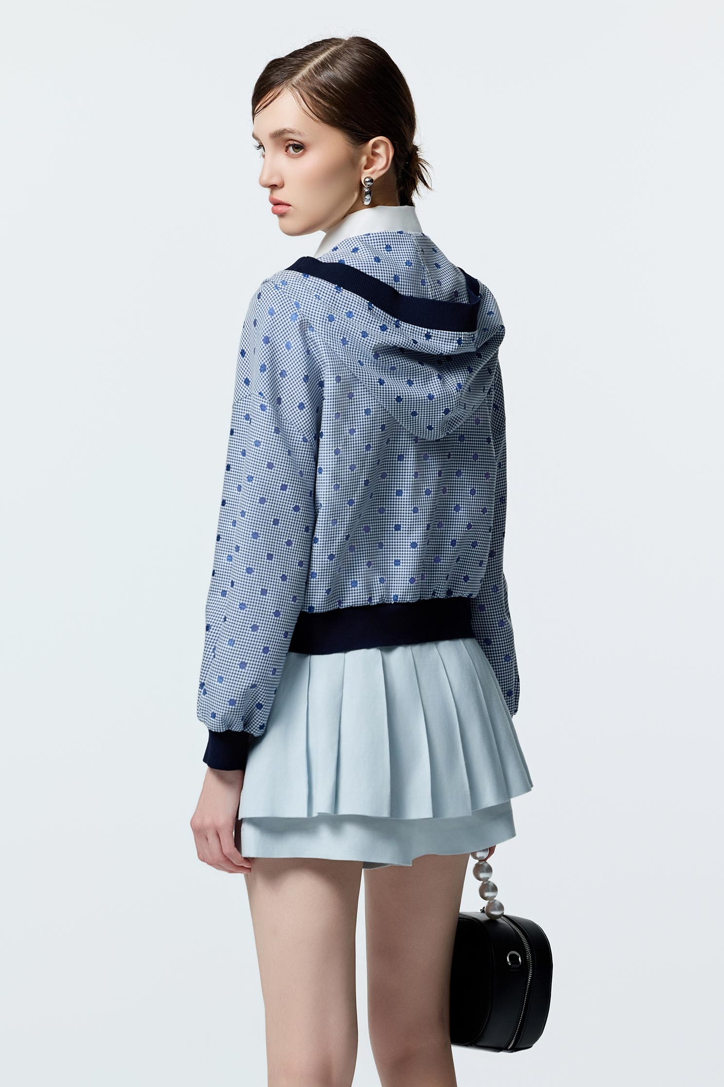 Dotted Embroidery Detail Plaid JacketDotted Embroidery Detail Plaid Jacket,Office Looks,Outerwear,co-ord sets,Plaid,dotcollection,Season (AW) Look,Hoodie jackets,Knitted,Long sleeve outerwear