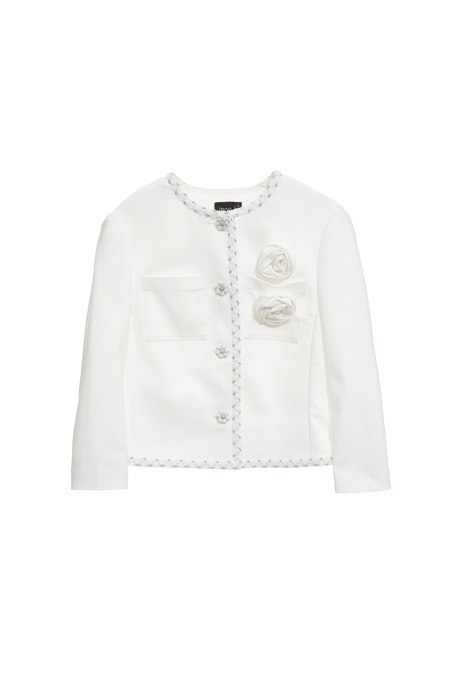 Rose Detail White JacketRose Detail White Jacket,Jackets,Outerwear,Season (SS) Look,White outerwear