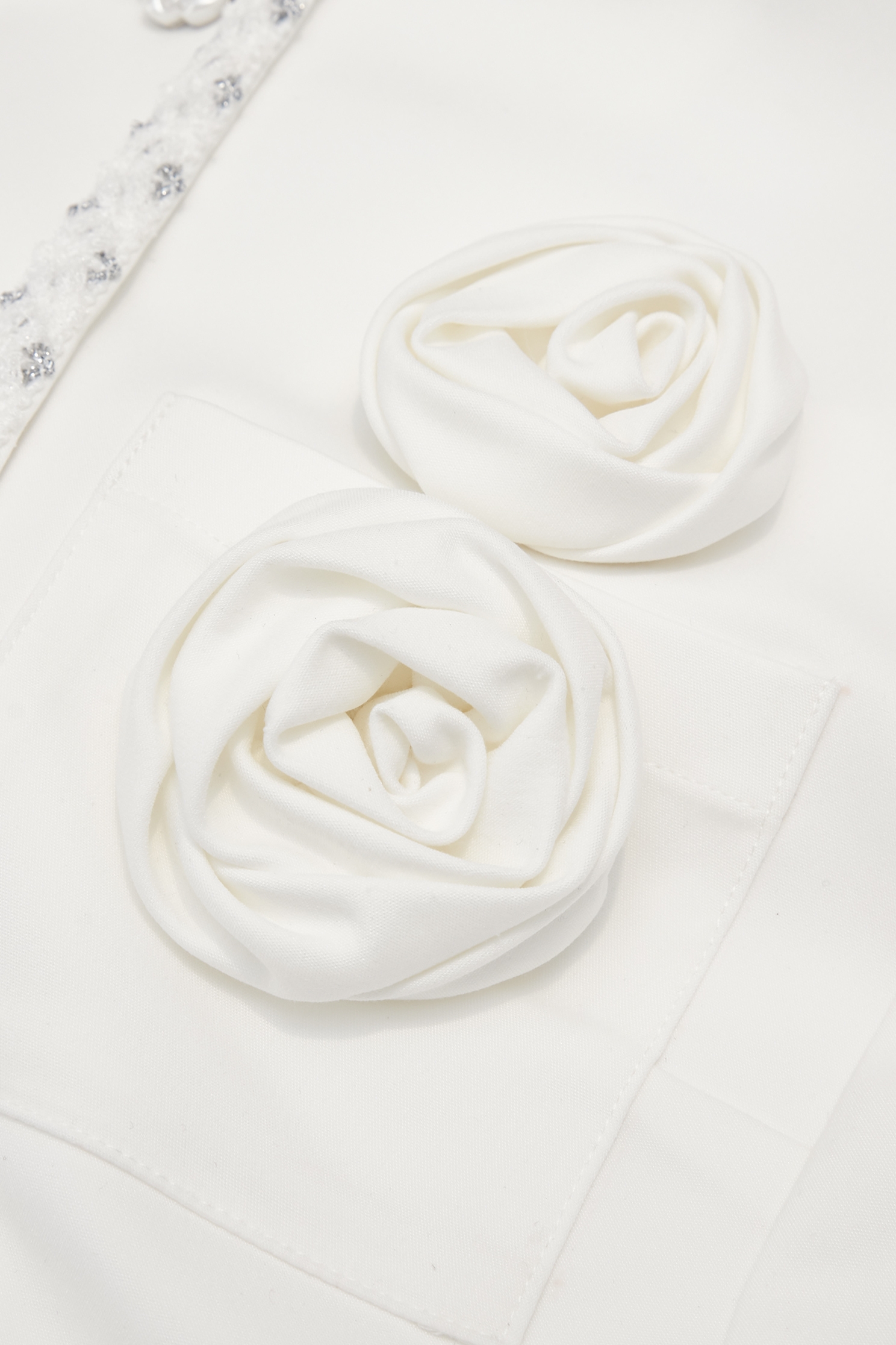 Rose Detail White JacketRose Detail White Jacket,Jackets,Outerwear,Season (SS) Look,White outerwear