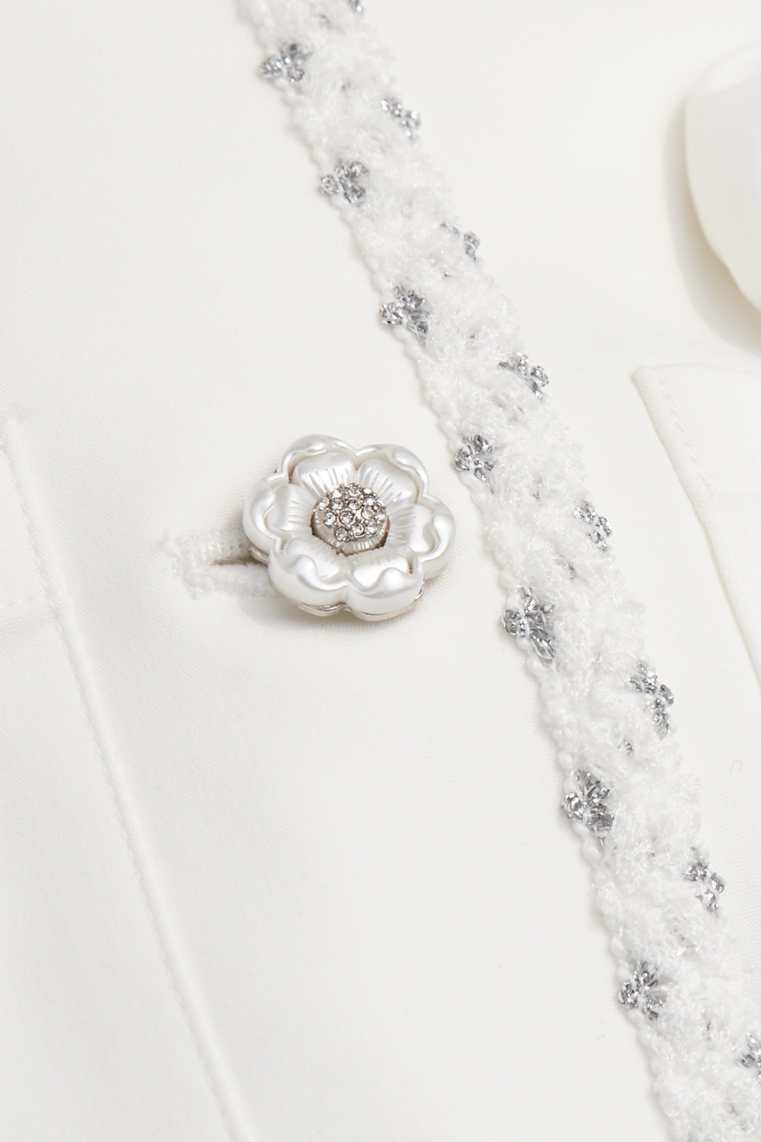 Rose Detail White JacketRose Detail White Jacket,Jackets,Outerwear,Season (SS) Look,White outerwear