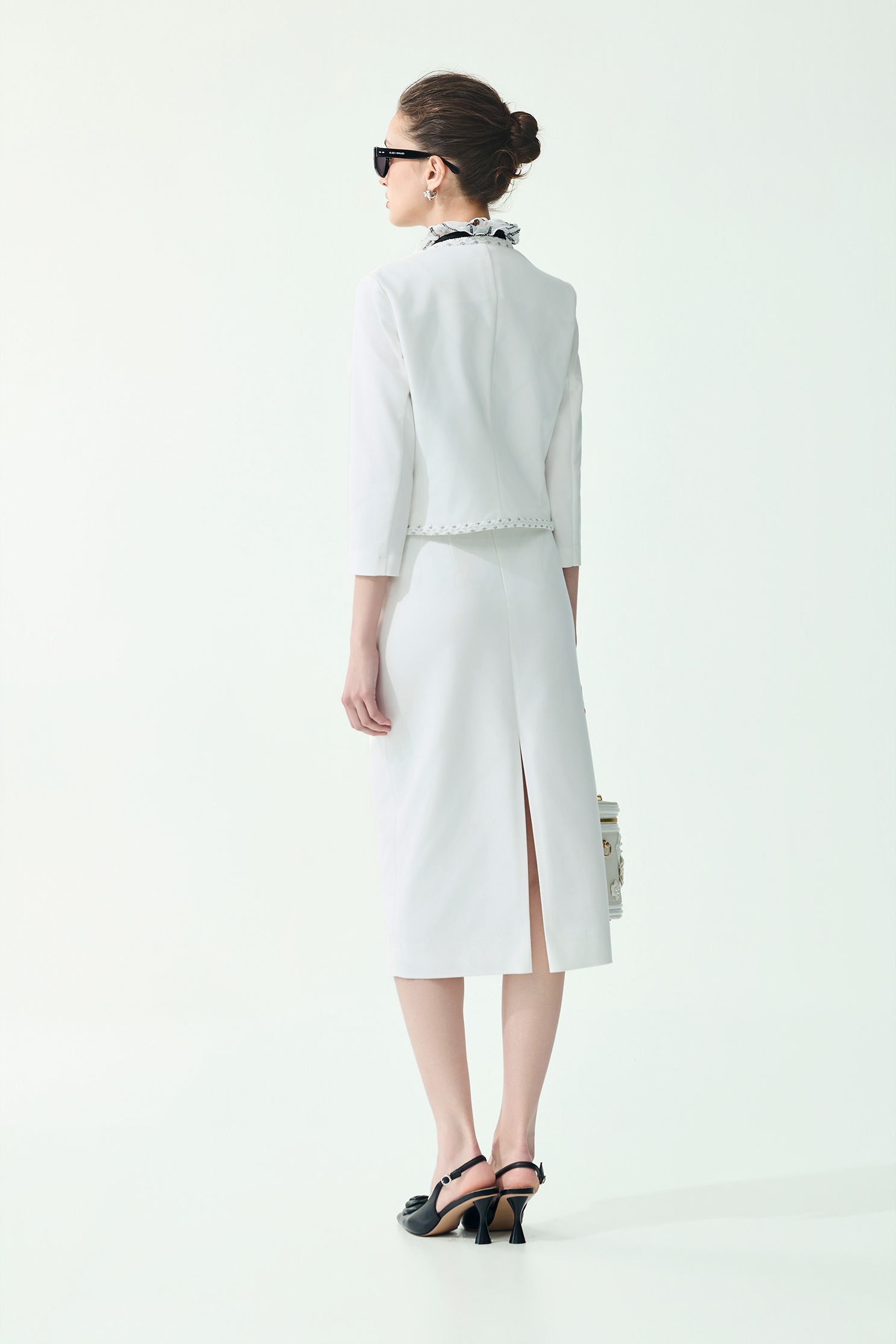 Rose Detail White JacketRose Detail White Jacket,Jackets,Outerwear,Season (SS) Look,White outerwear