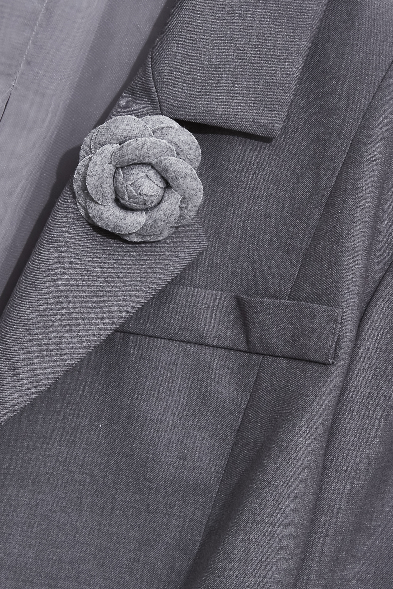 Floral Brooch Dark Grey Crop BlazerFloral Brooch Dark Grey Crop Blazer,Jackets,Outerwear,Season (SS) Look