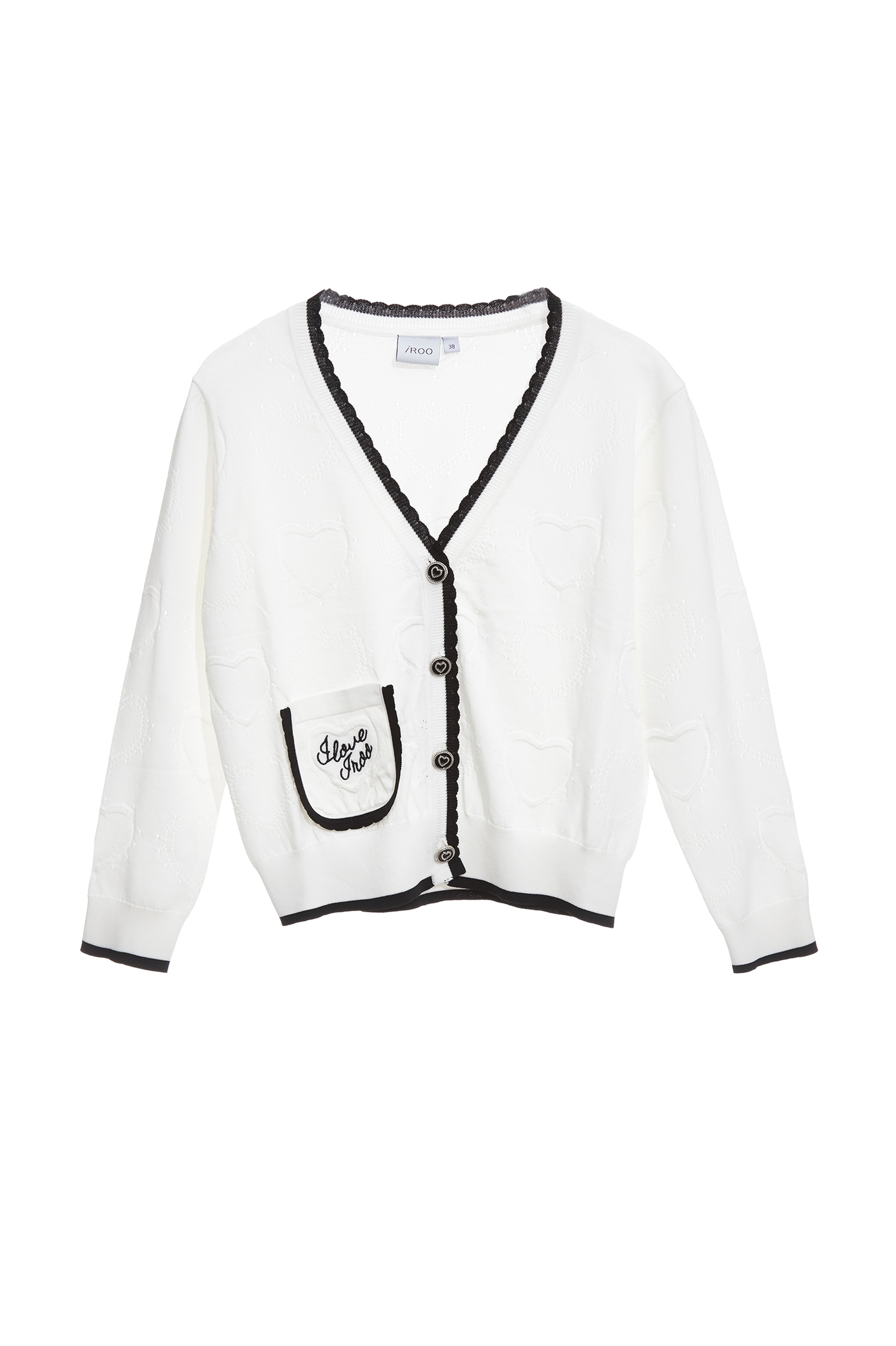 Contrast Trim Knit CardiganContrast Trim Knit Cardigan,Jackets,Outerwear,Season (SS) Look,White outerwear,Embroidered,Knitted,Knitted coats