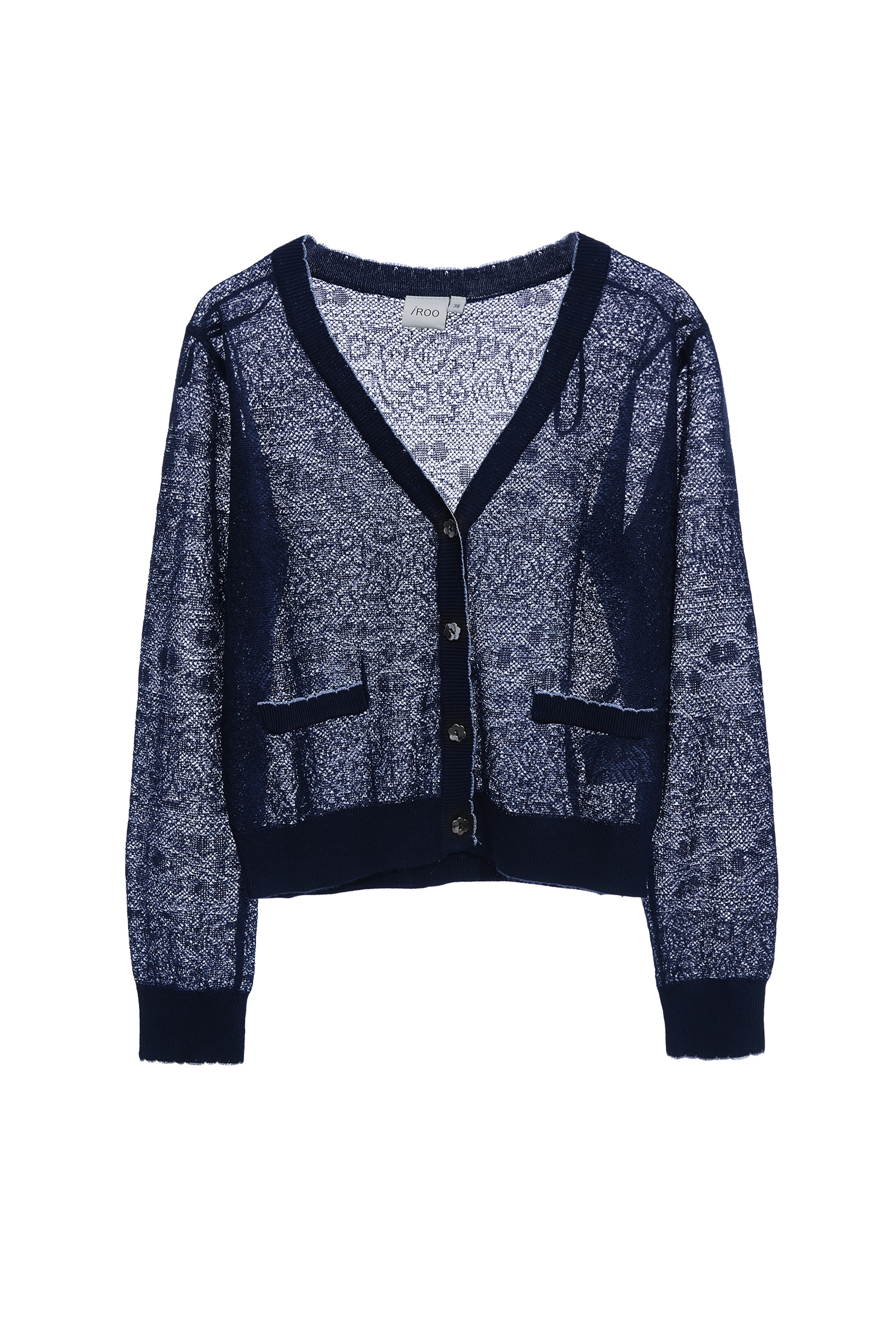 V-neck Navy Cardigan,Jackets,Outerwear,Season (SS) Look,Knitted,Knitted coats