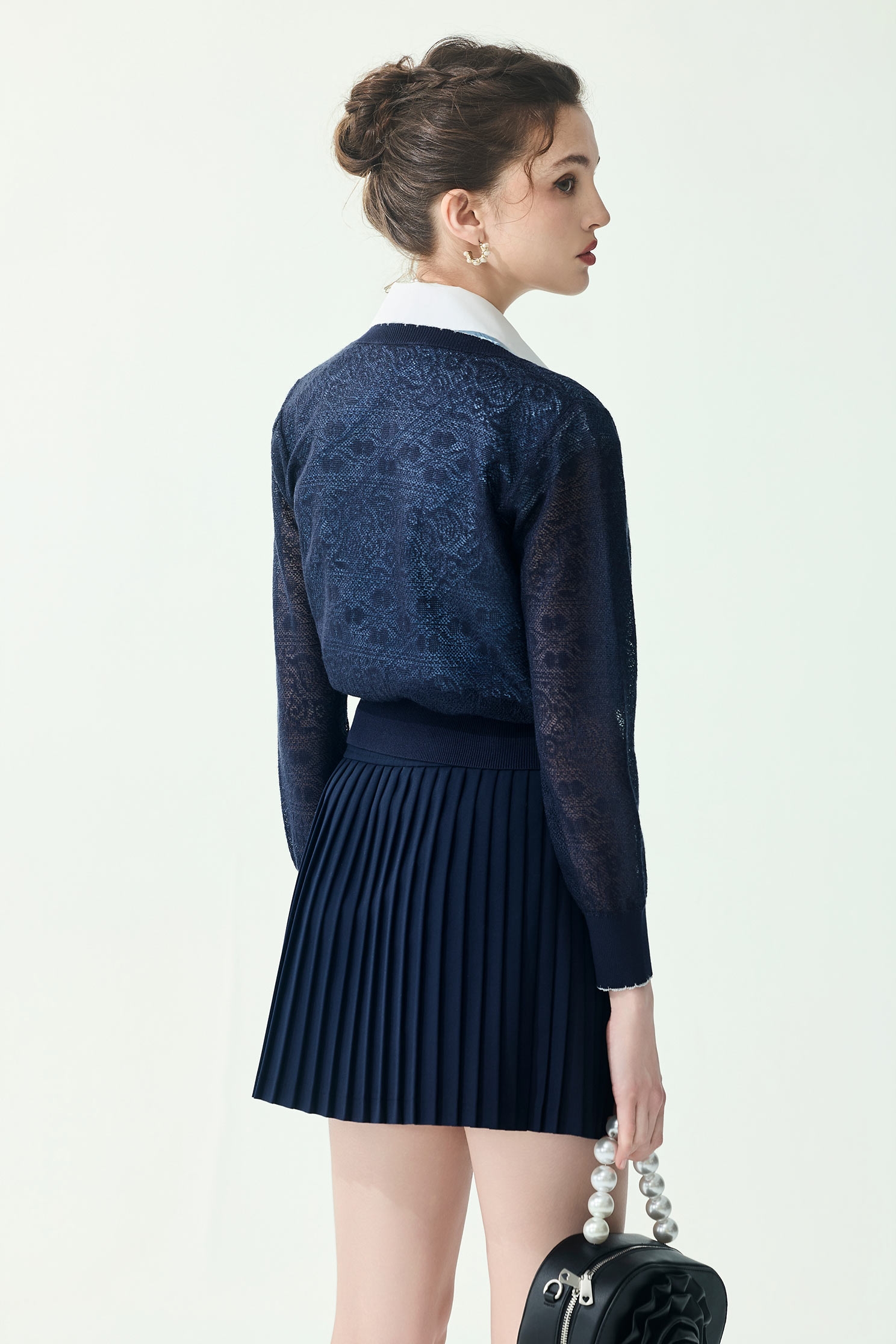 V-neck Navy Cardigan,Jackets,Outerwear,Season (SS) Look,Knitted,Knitted coats
