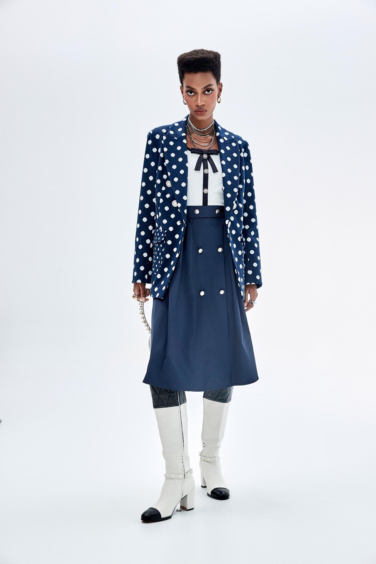 Polka Dot Mid Length BlazerPolka Dot Mid Length Blazer,Jackets,Outerwear,Season (SS) Look