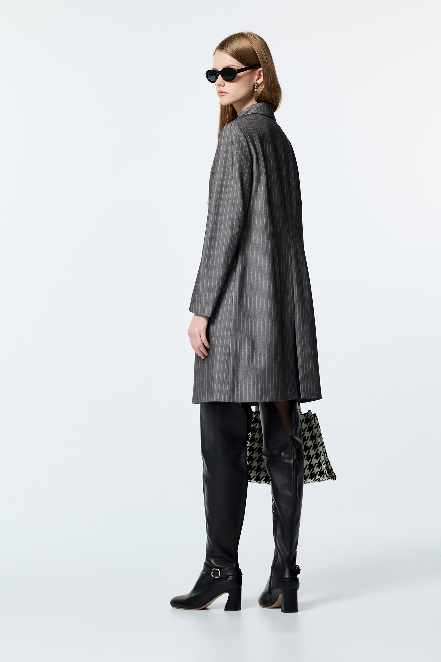 Pinstripe Long BlazerPinstripe Long Blazer,Jackets,Outerwear,Stripe,Season (AW) Look