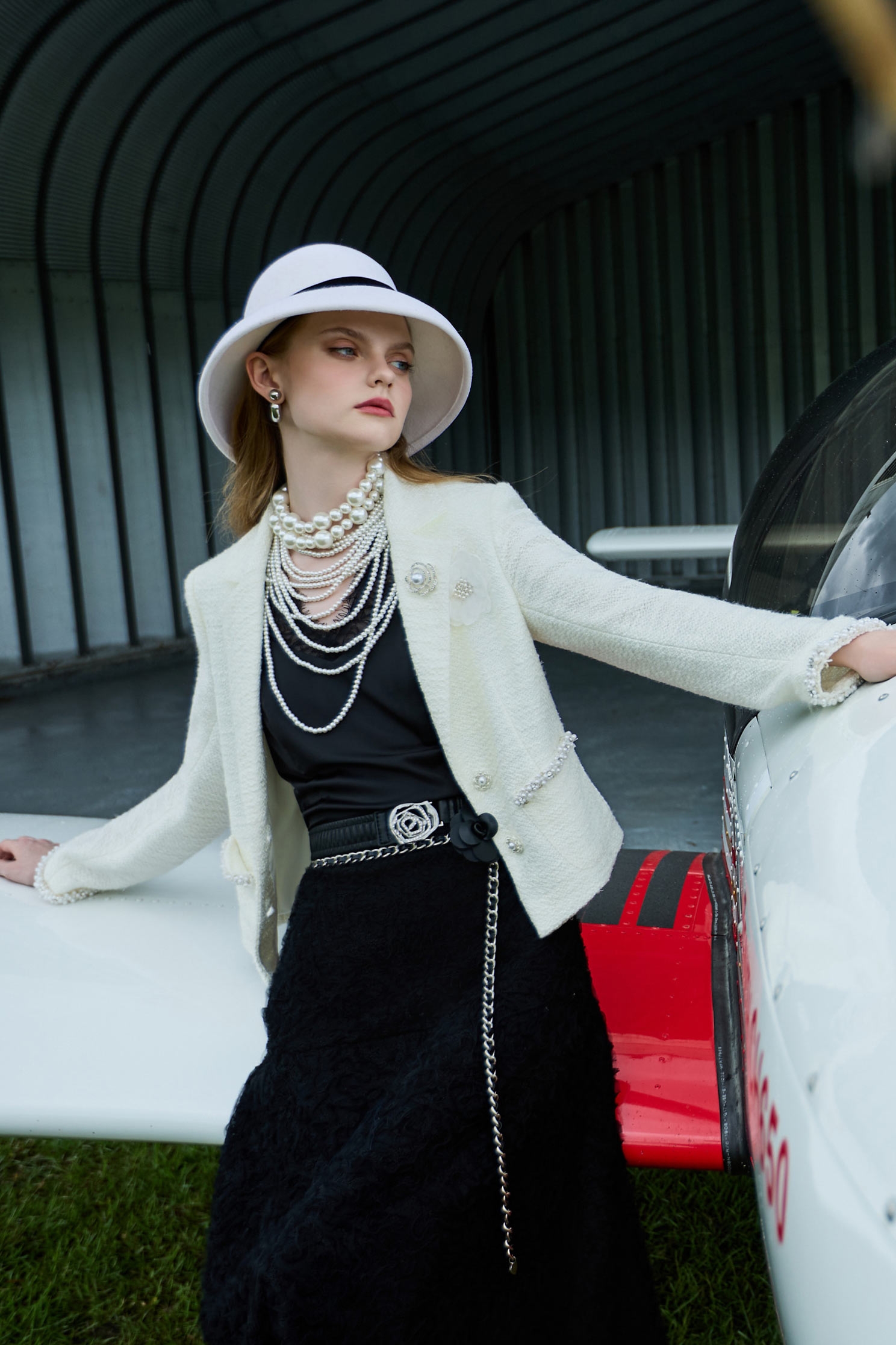 Off White Tweed BlazerOff White Tweed Blazer,Jackets,Outerwear,pearl,White outerwear,Season (AW) Look