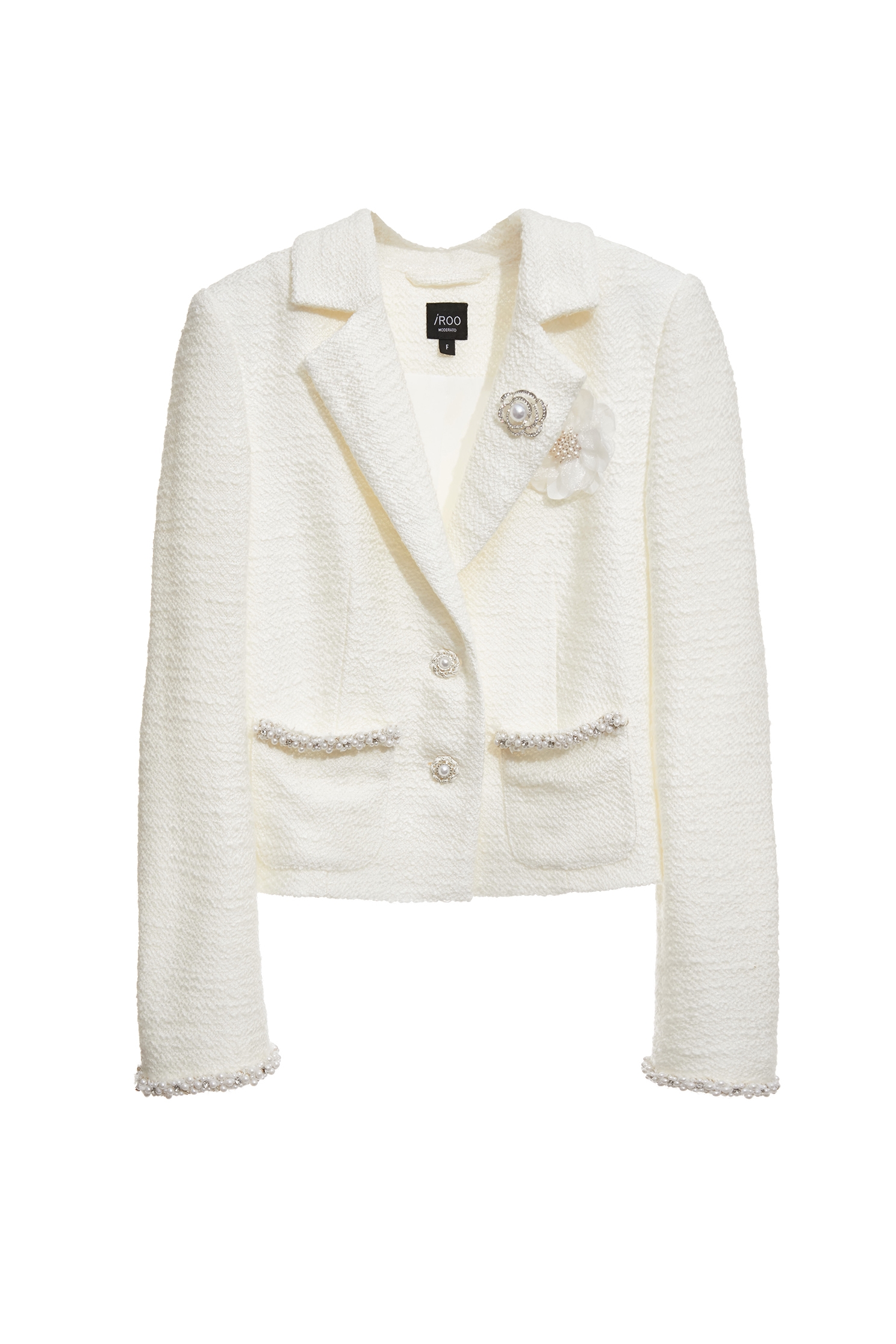 Off White Tweed BlazerOff White Tweed Blazer,Jackets,Outerwear,pearl,White outerwear,Season (AW) Look