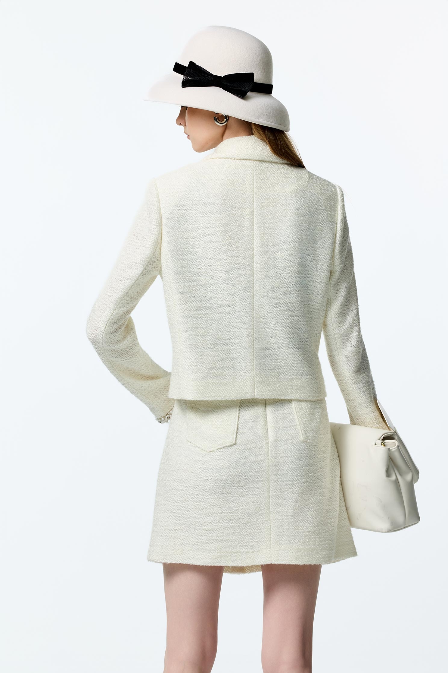 Off White Tweed BlazerOff White Tweed Blazer,Jackets,Outerwear,pearl,White outerwear,Season (AW) Look