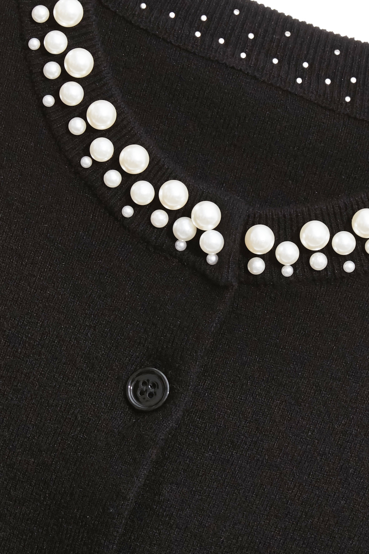 Short Sleeve Knit Outerwear With Pearl DetailShort Sleeve Knit Outerwear With Pearl Detail,Jackets,Outerwear,pearl,Season (AW) Look,Knitted,Knitted coats,Black outerwear