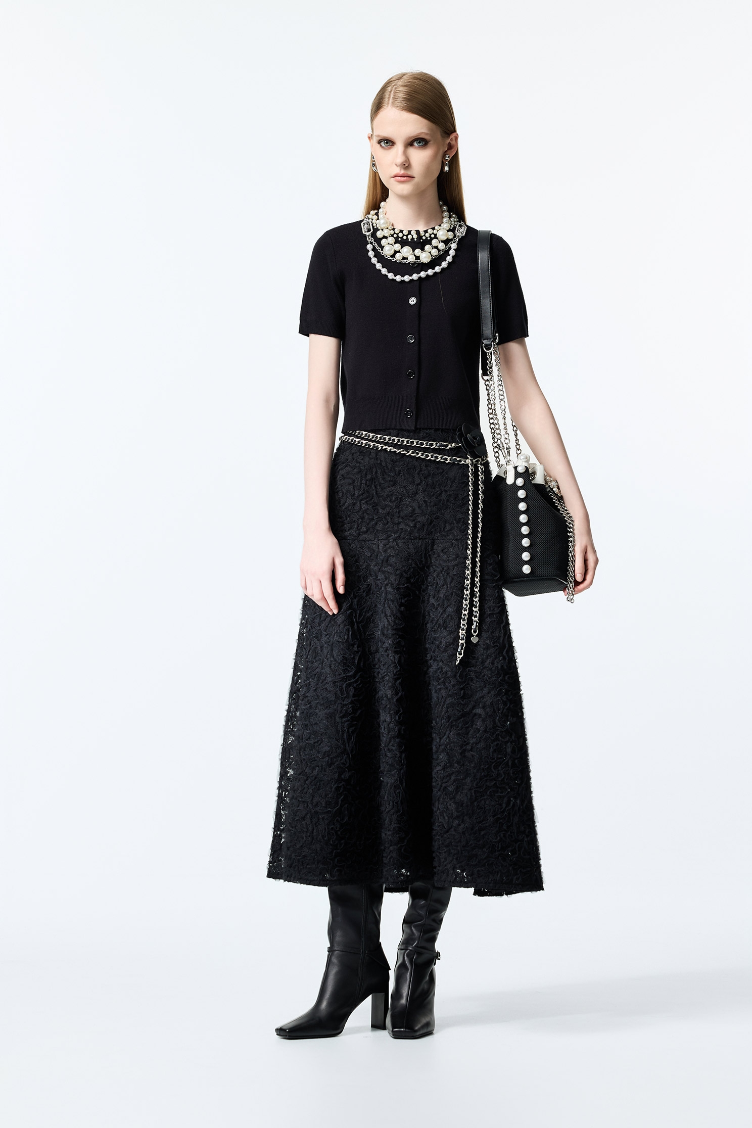 Short Sleeve Knit Outerwear With Pearl DetailShort Sleeve Knit Outerwear With Pearl Detail,Jackets,Outerwear,pearl,Season (AW) Look,Knitted,Knitted coats,Black outerwear