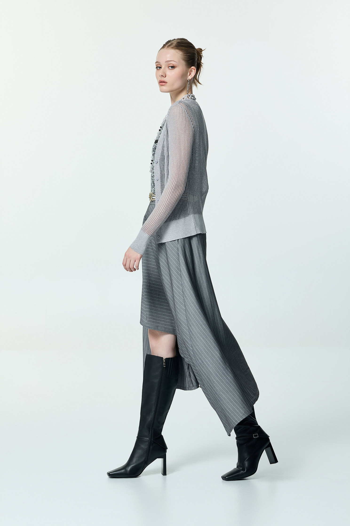 Metallic Light Grey Knit CardiganMetallic Light Grey Knit Cardigan,Jackets,Outerwear,Season (AW) Look,Knitted,Knitted coats