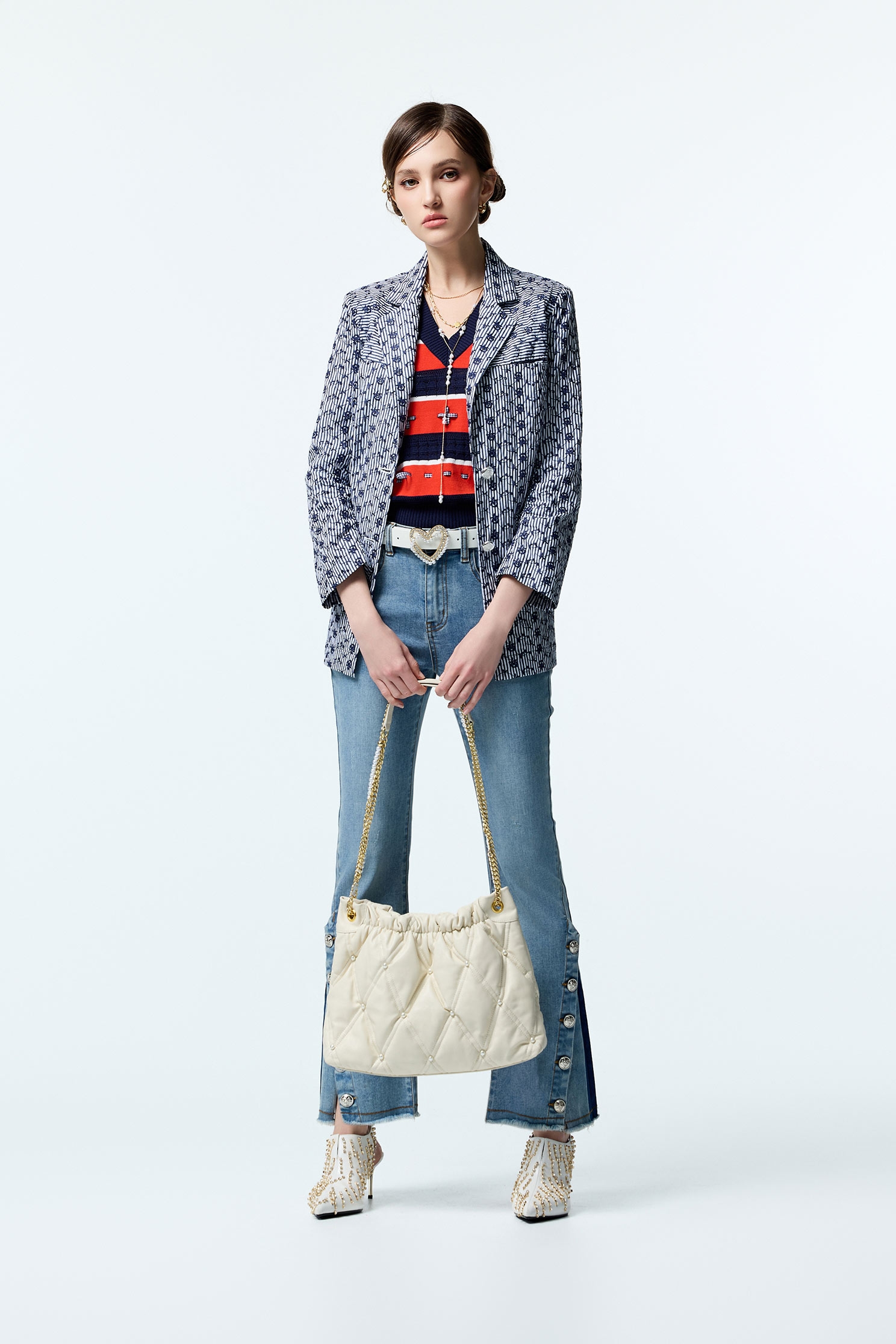 Navy Floral Embroidery Detail BlazerNavy Floral Embroidery Detail Blazer,Jackets,Embroidered,Outerwear,Stripe,Season (AW) Look,Blazers