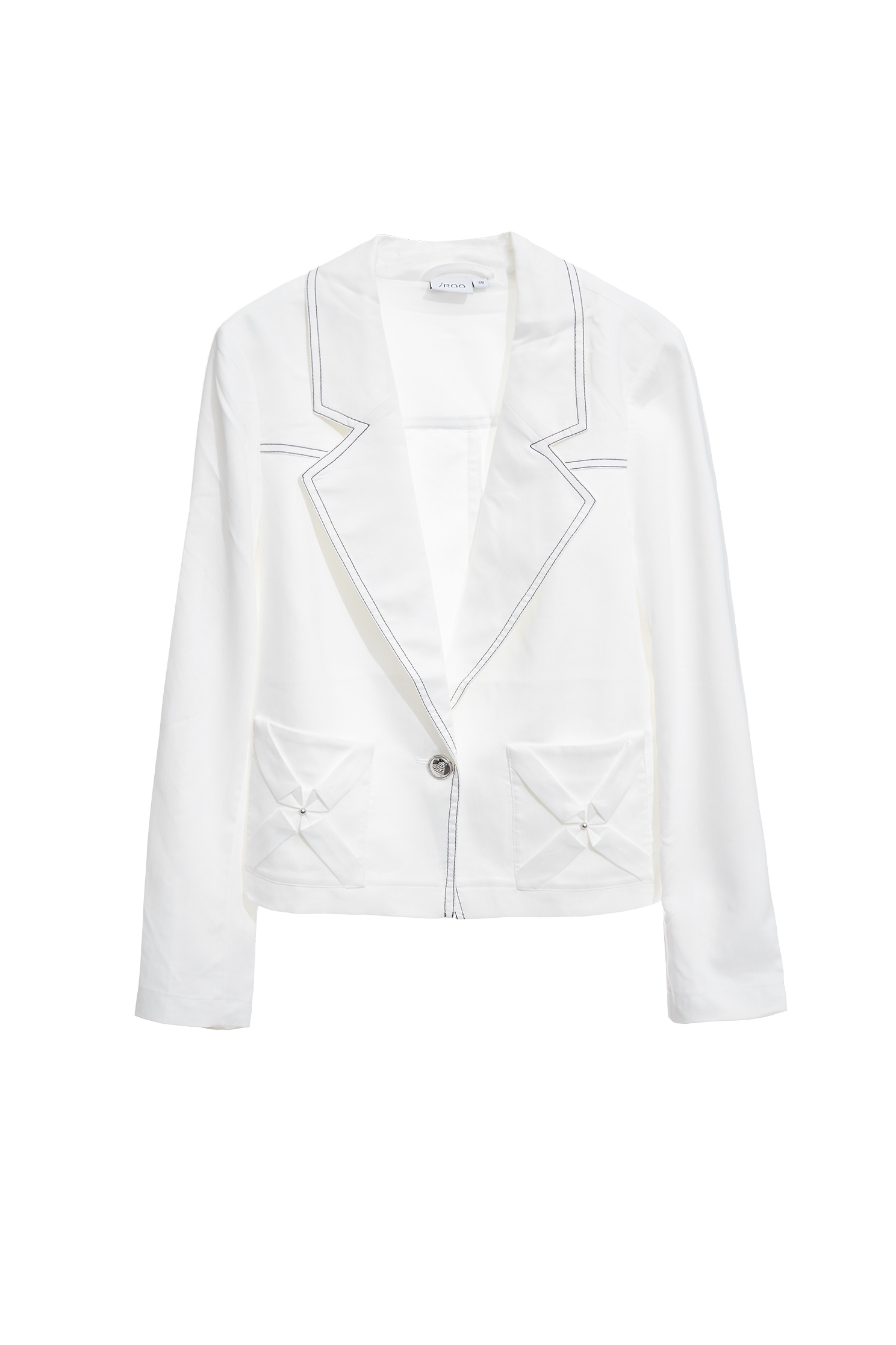 Navy Stitch Detail White BlazerNavy Stitch Detail White Blazer,Jackets,Outerwear,White outerwear,Season (AW) Look,Blazers