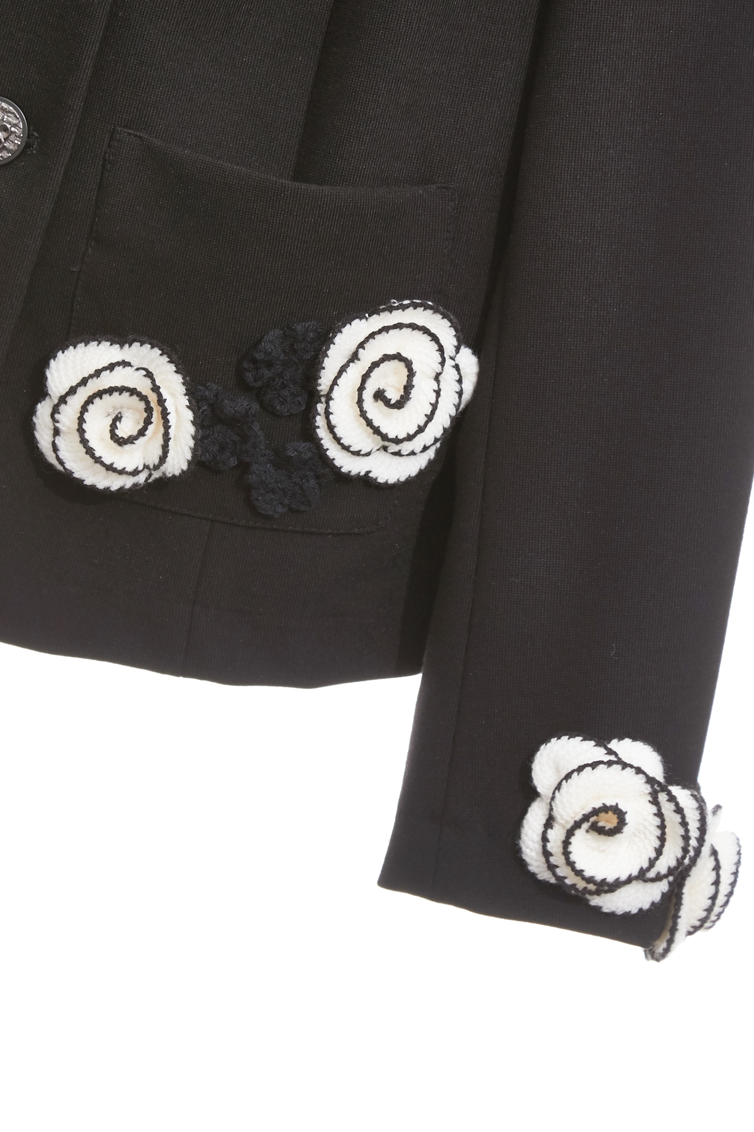Contrast Rose Detail Black JacketContrast Rose Detail Black Jacket,Jackets,Outerwear,Season (AW) Look,Knitted,Black outerwear