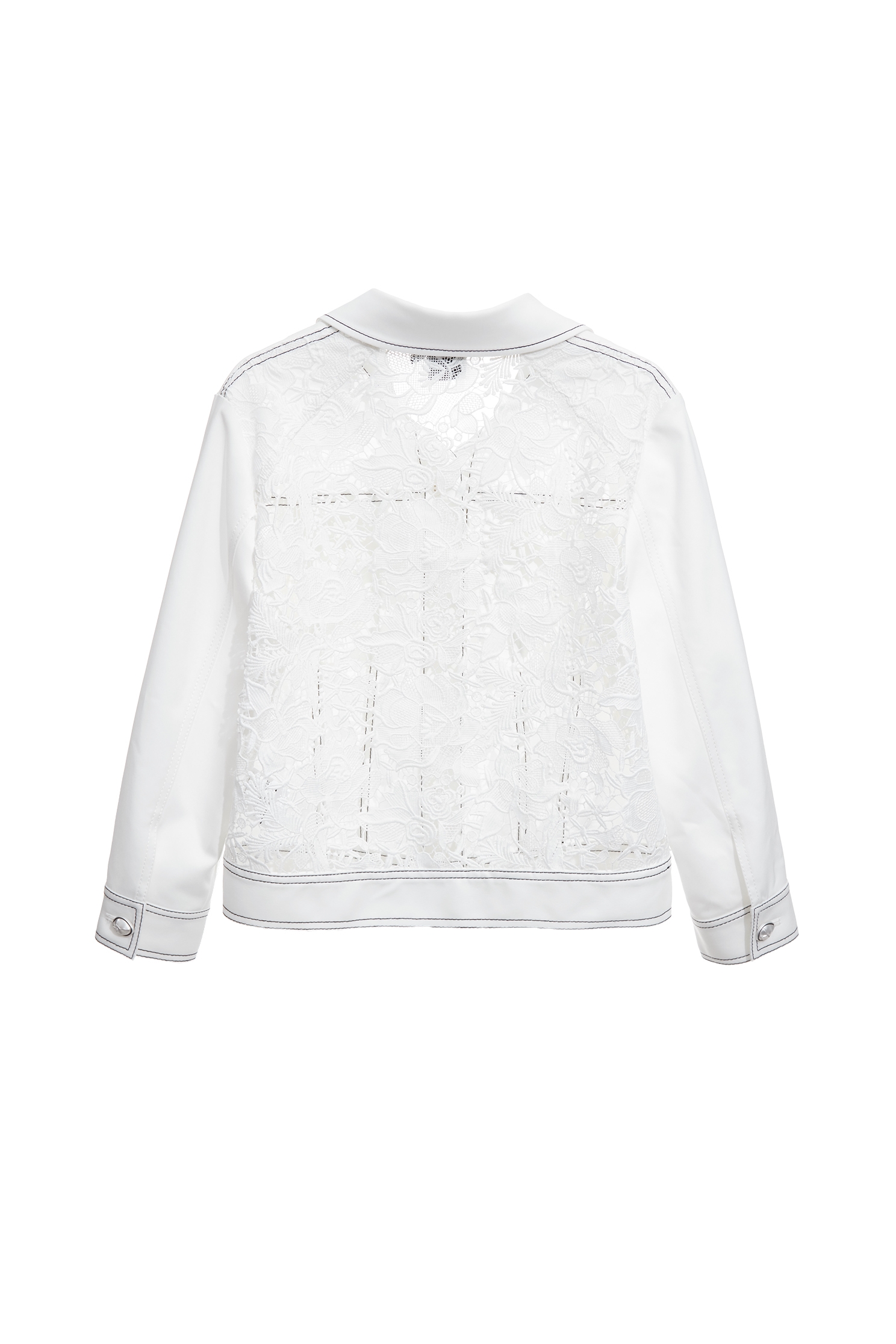 Contrast Stitch Lace Detail JacketContrast Stitch Lace Detail Jacket,Jackets,Outerwear,White outerwear,Season (AW) Look,Lace