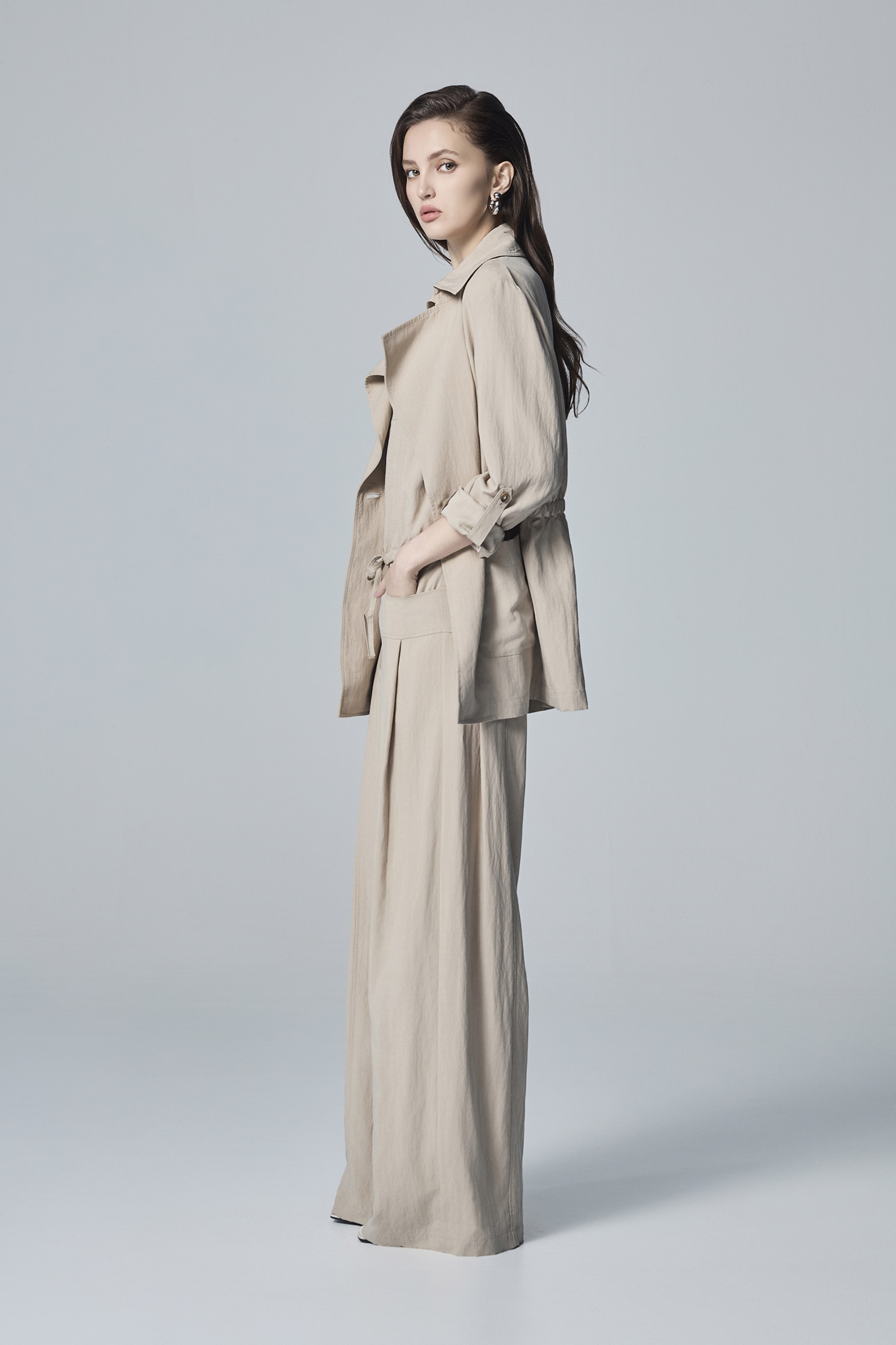 Mid Length Khaki JacketMid Length Khaki Jacket,Jackets,Outerwear,Season (AW) Look