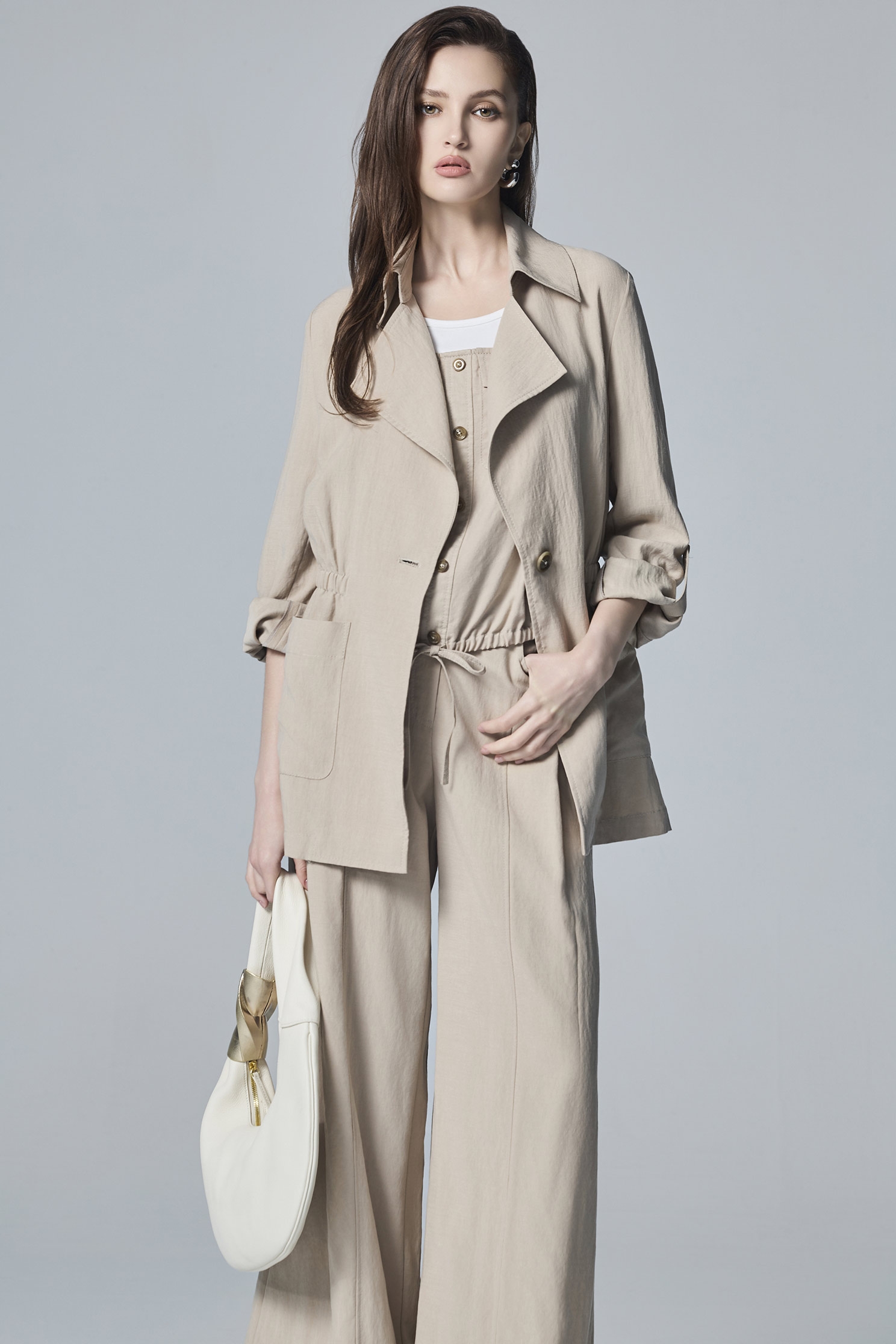 Mid Length Khaki JacketMid Length Khaki Jacket,Jackets,Outerwear,Season (AW) Look
