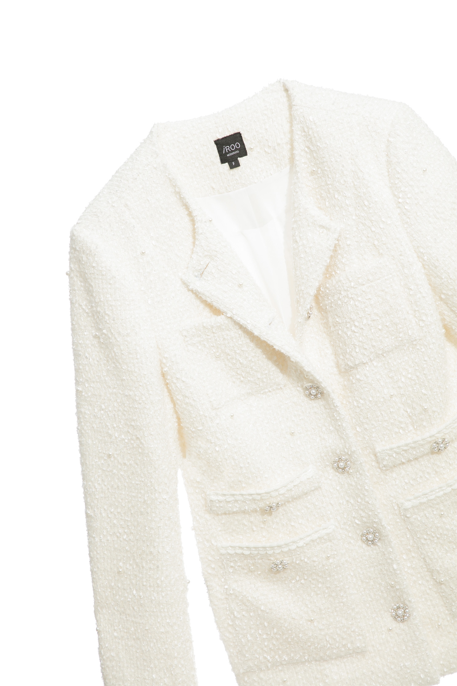 Mid Length Cream Colour Pearl JacketMid Length Cream Colour Pearl Jacket,Season (SS) Look,pearl,Blazers,longcoats