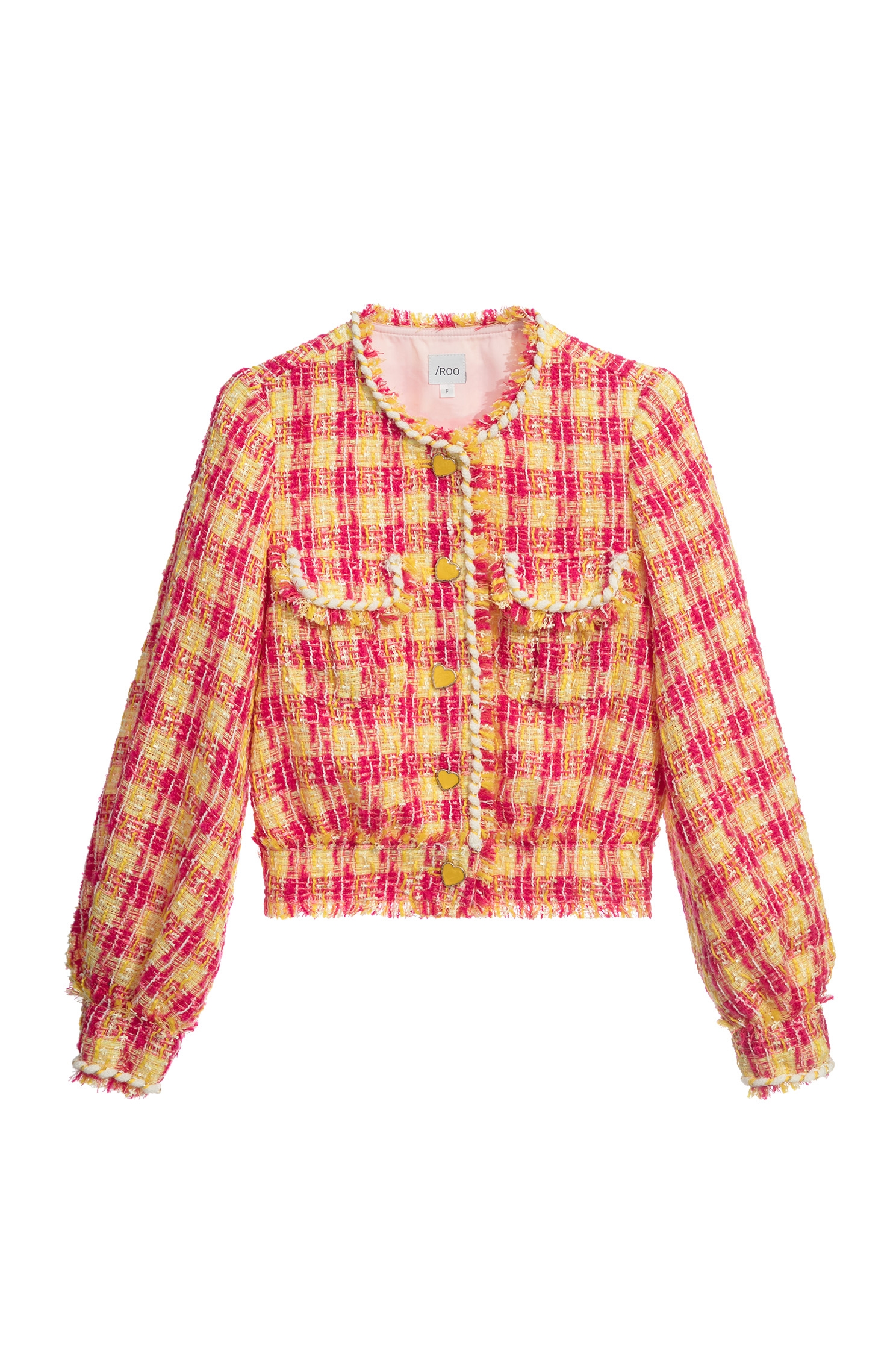 Yellow Red Checkered Tweed JacketYellow Red Checkered Tweed Jacket,Jackets,Season (SS) Look,Plaid