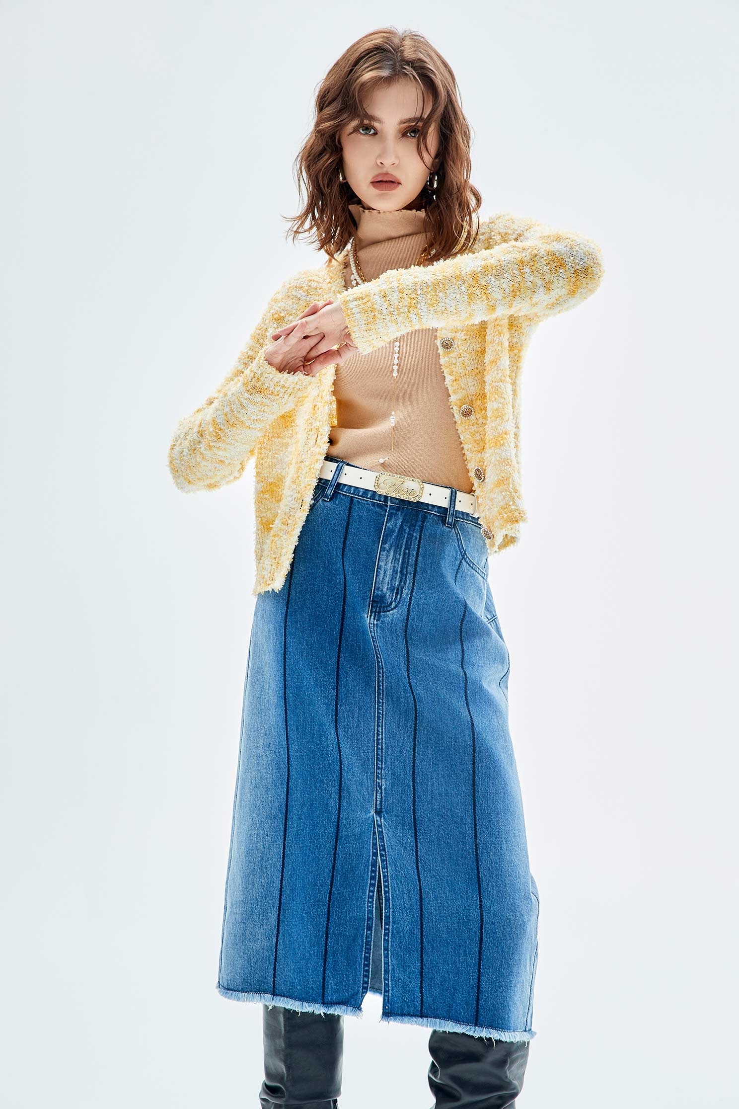 Colour Mix V-neck CardiganColour Mix V-neck Cardigan,Outerwear,Season (SS) Look,Knitted,Knitted coats,Long sleeve outerwear