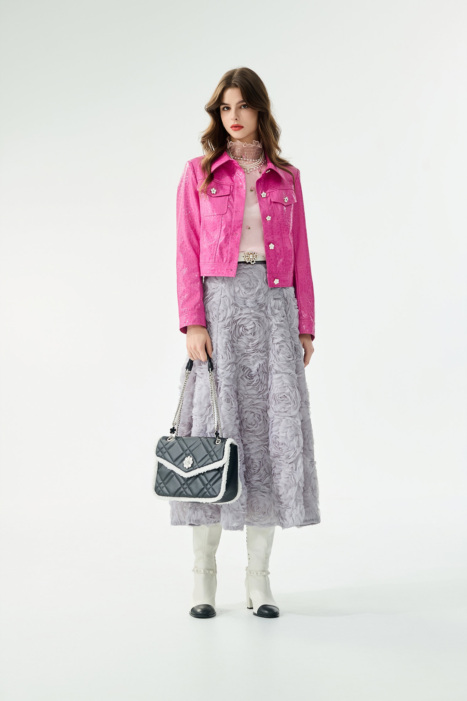 Leopard Embossed Print Fushia JacketLeopard Embossed Print Fushia Jacket,Jackets,Outerwear,Season (AW) Look