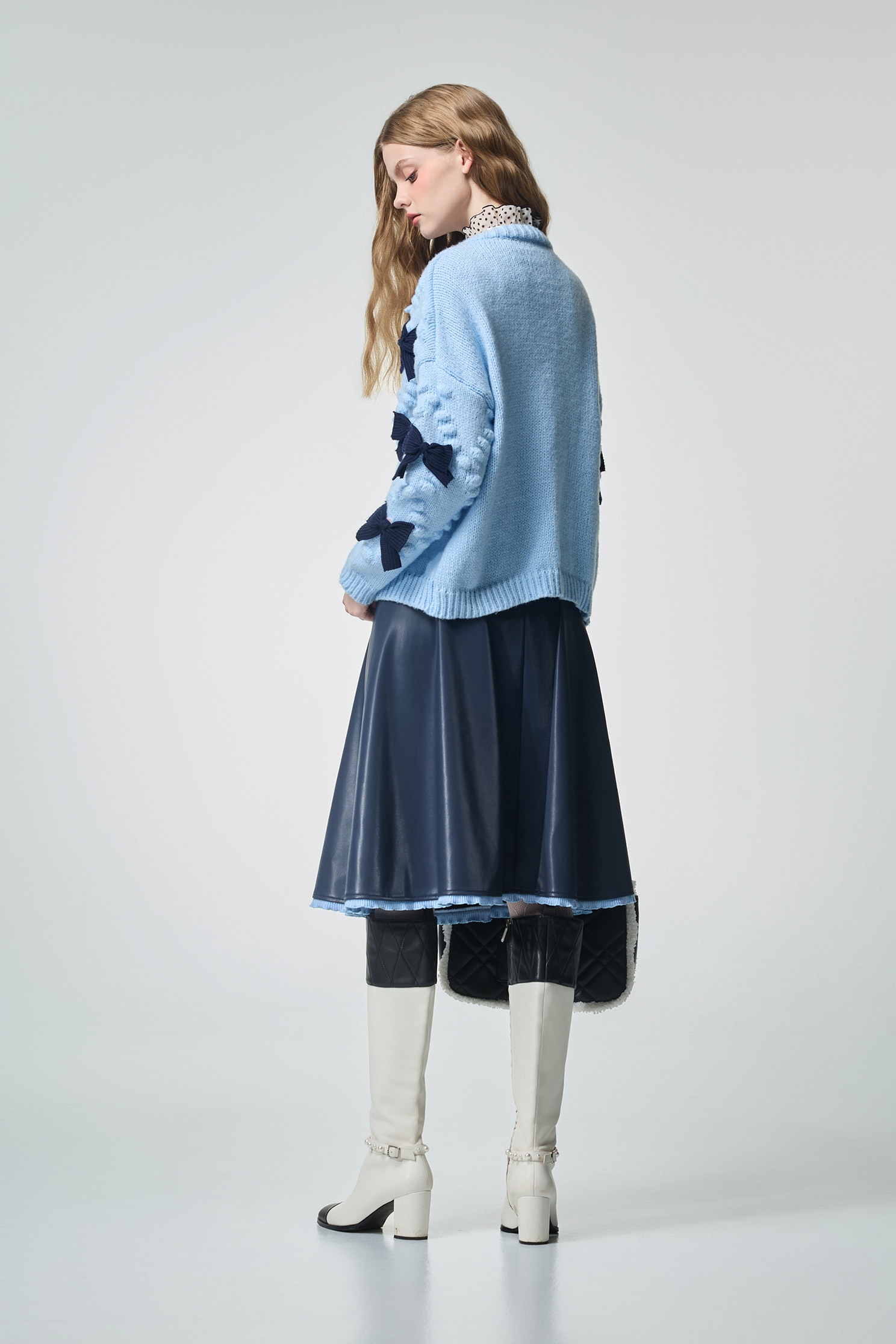 Contrast Bow Detail Knit JacketContrast Bow Detail Knit Jacket,Jackets,Tops,Outerwear,Season (AW) Look,bows,Knitted,Knitted coats