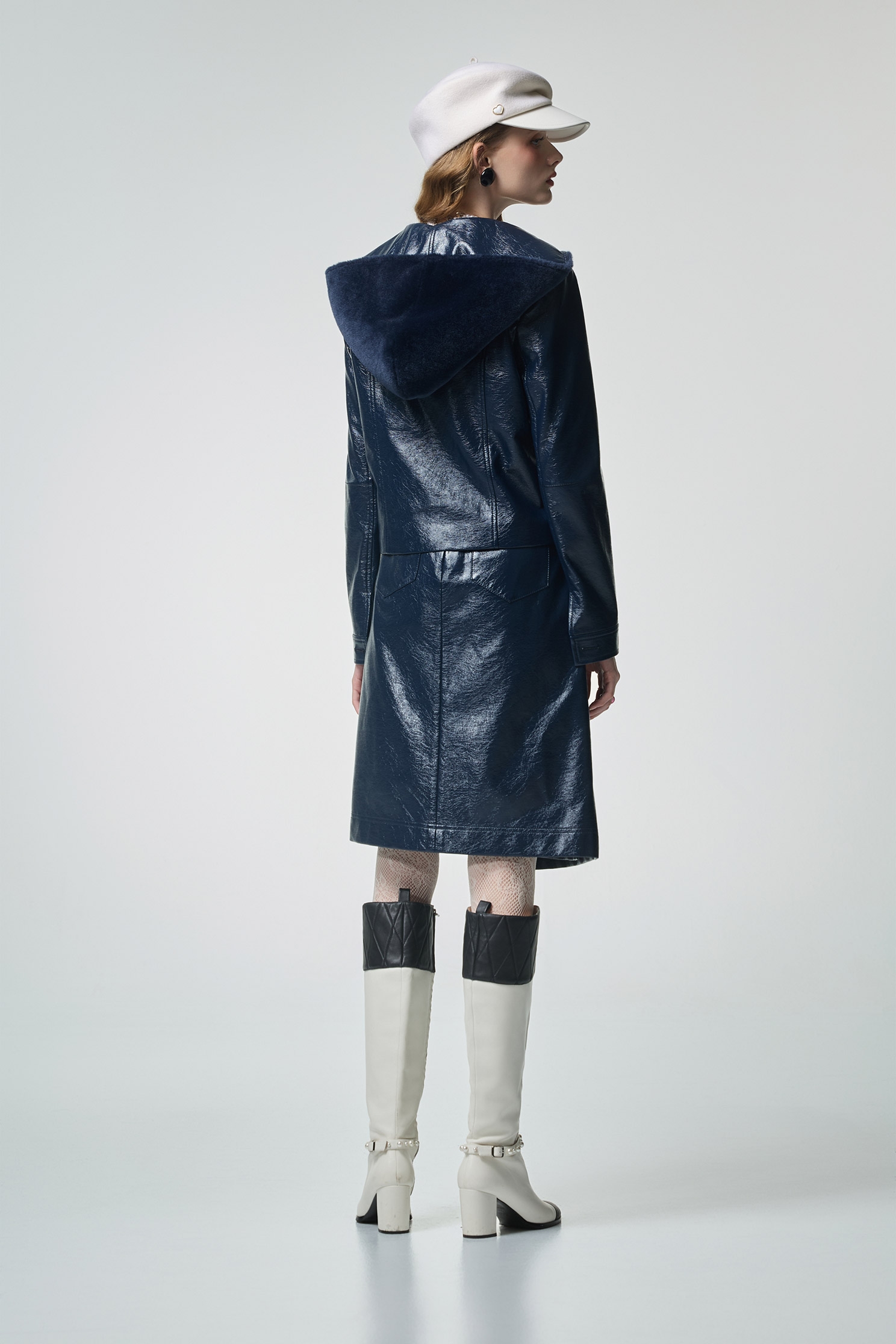 Metallic Sheen Navy PU jacketMetallic Sheen Navy PU jacket,Jackets,Outerwear,Season (AW) Look