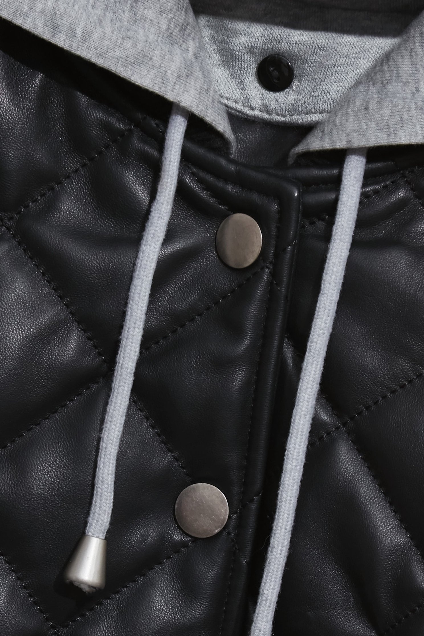 Hoodie Quilted Leather JacketHoodie Quilted Leather Jacket,Office Looks,Outerwear,Plaid,Lether jackets,Season (AW) Look,Hoodie jackets