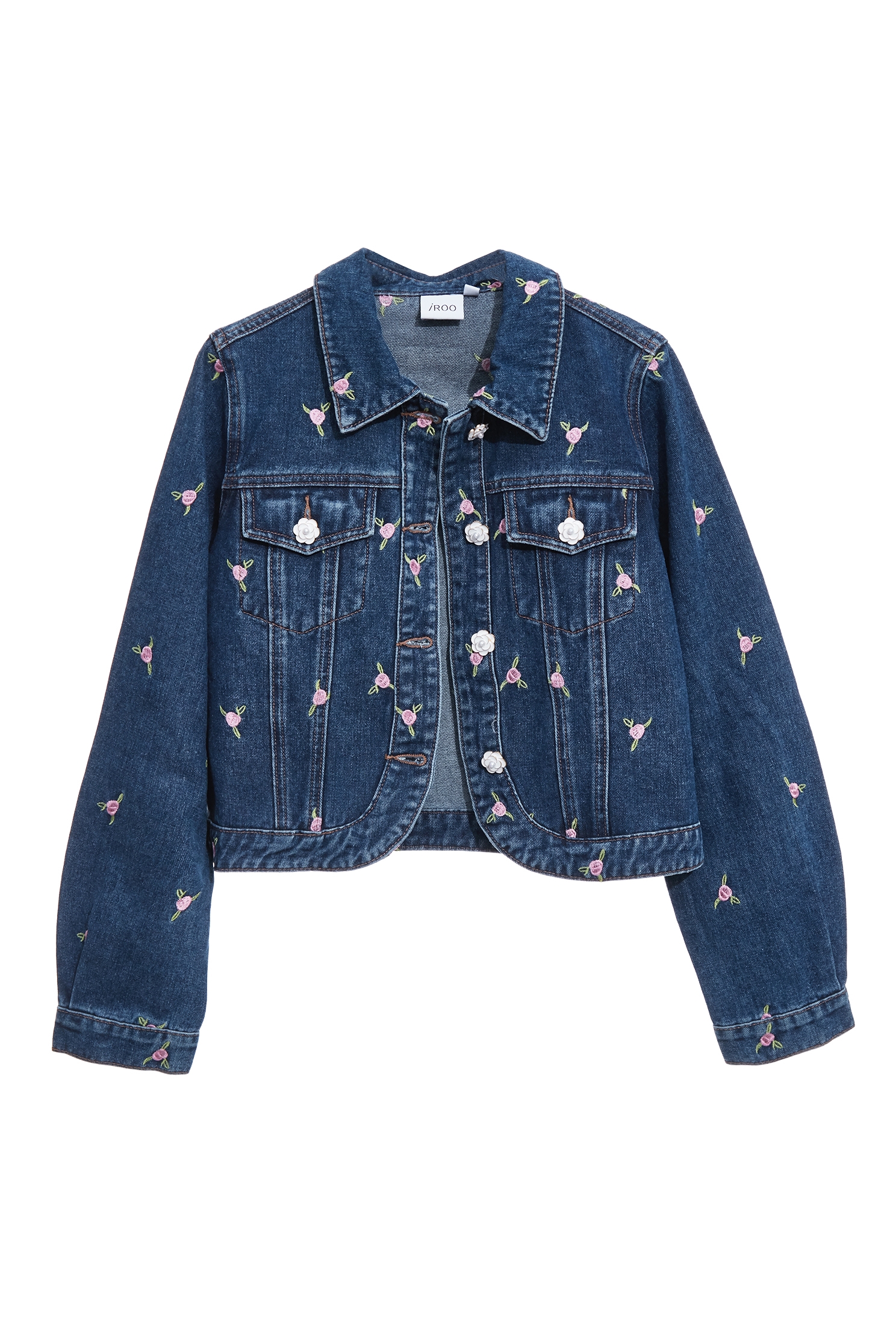 Rose Embroidery Denim JacketRose Embroidery Denim Jacket,Jackets,Embroidered,Outerwear,Denim,Denim Jackets,Season (AW) Look