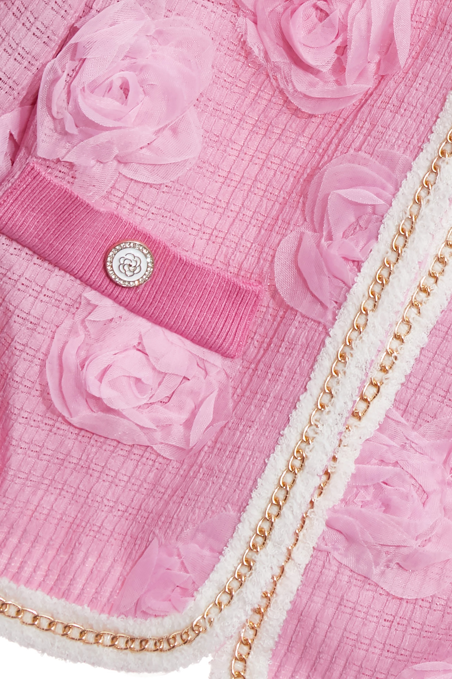 3-D Rose Detail Pink Jacket3-D Rose Detail Pink Jacket,Jackets,Outerwear,Season (AW) Look