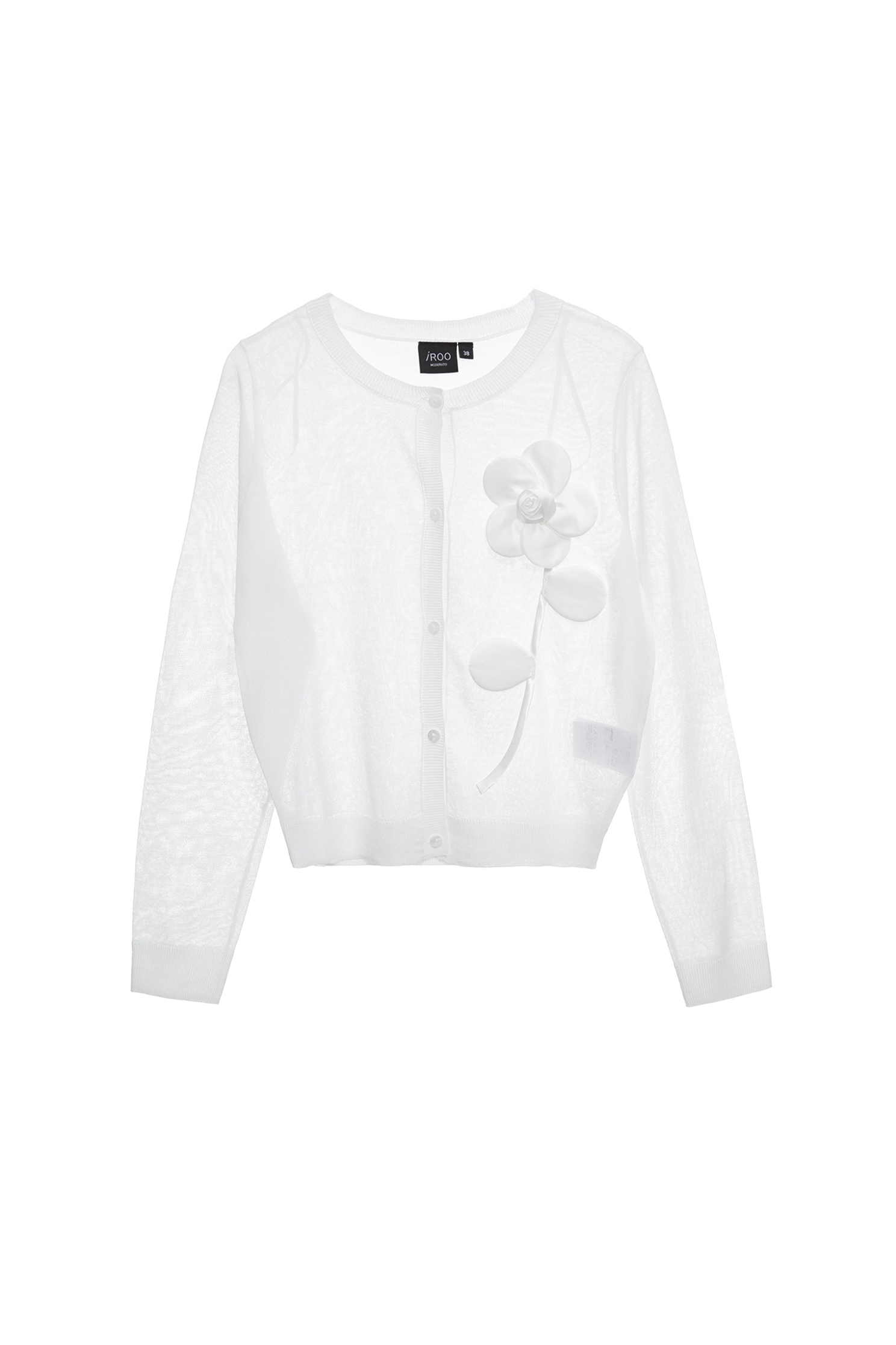 3-D Floral White Knit Cardigan3-D Floral White Knit Cardigan,Jackets,bestselling,Outerwear,White outerwear,Season (AW) Look,Knitted,Knitted coats
