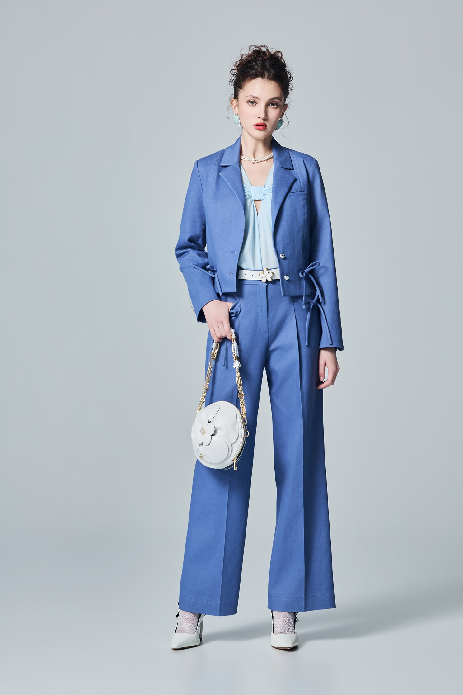 Bow Detail Blue BlazerBow Detail Blue Blazer,Jackets,Outerwear,Season (AW) Look,bows,Blazers