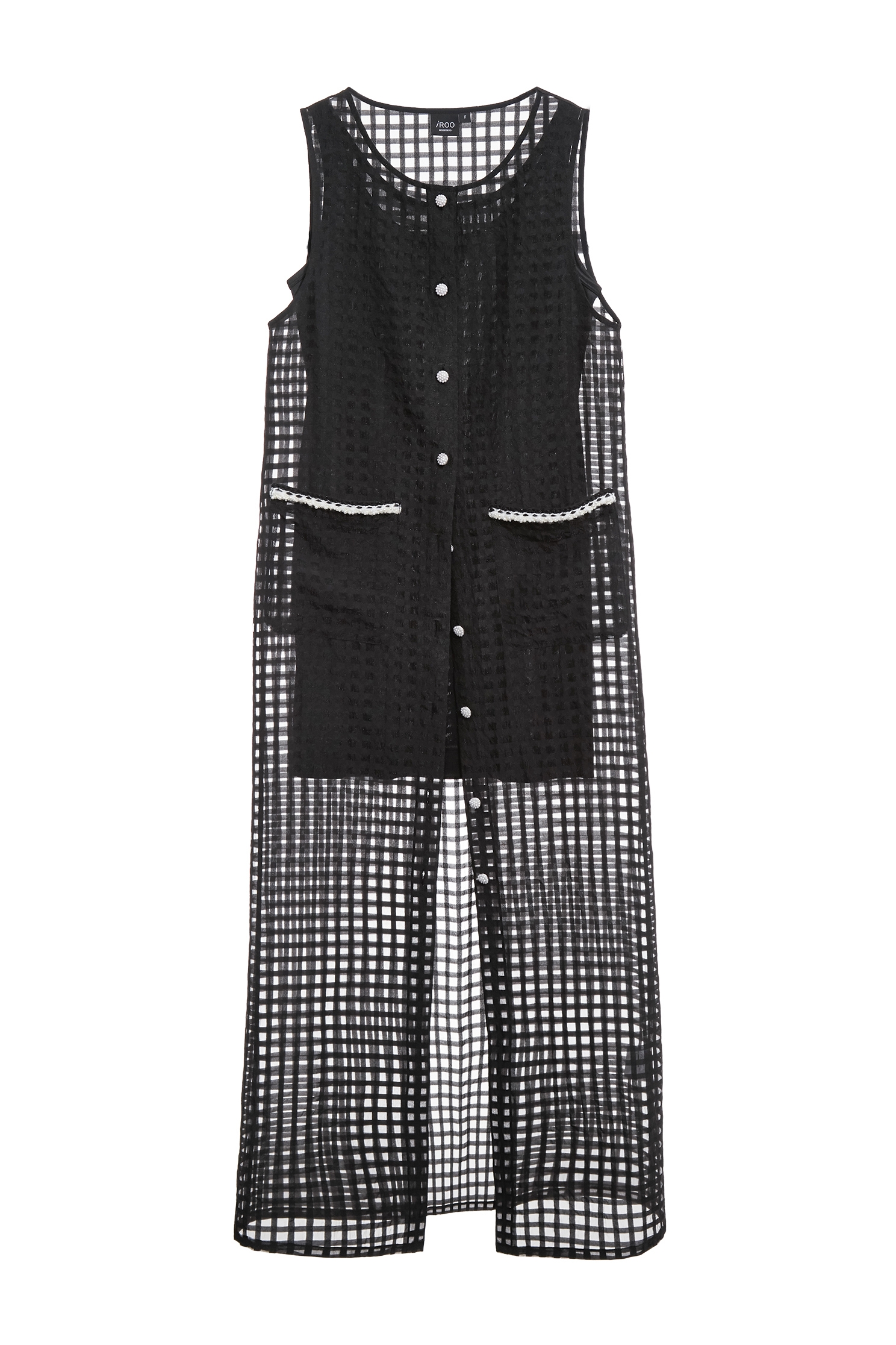 Black Organza Full Length OuterwearBlack Organza Full Length Outerwear,Jackets,sleeveless tops,bestselling,Under shirts,Outerwear,pearl,Season (AW) Look,sleeveless tops,Black outerwear