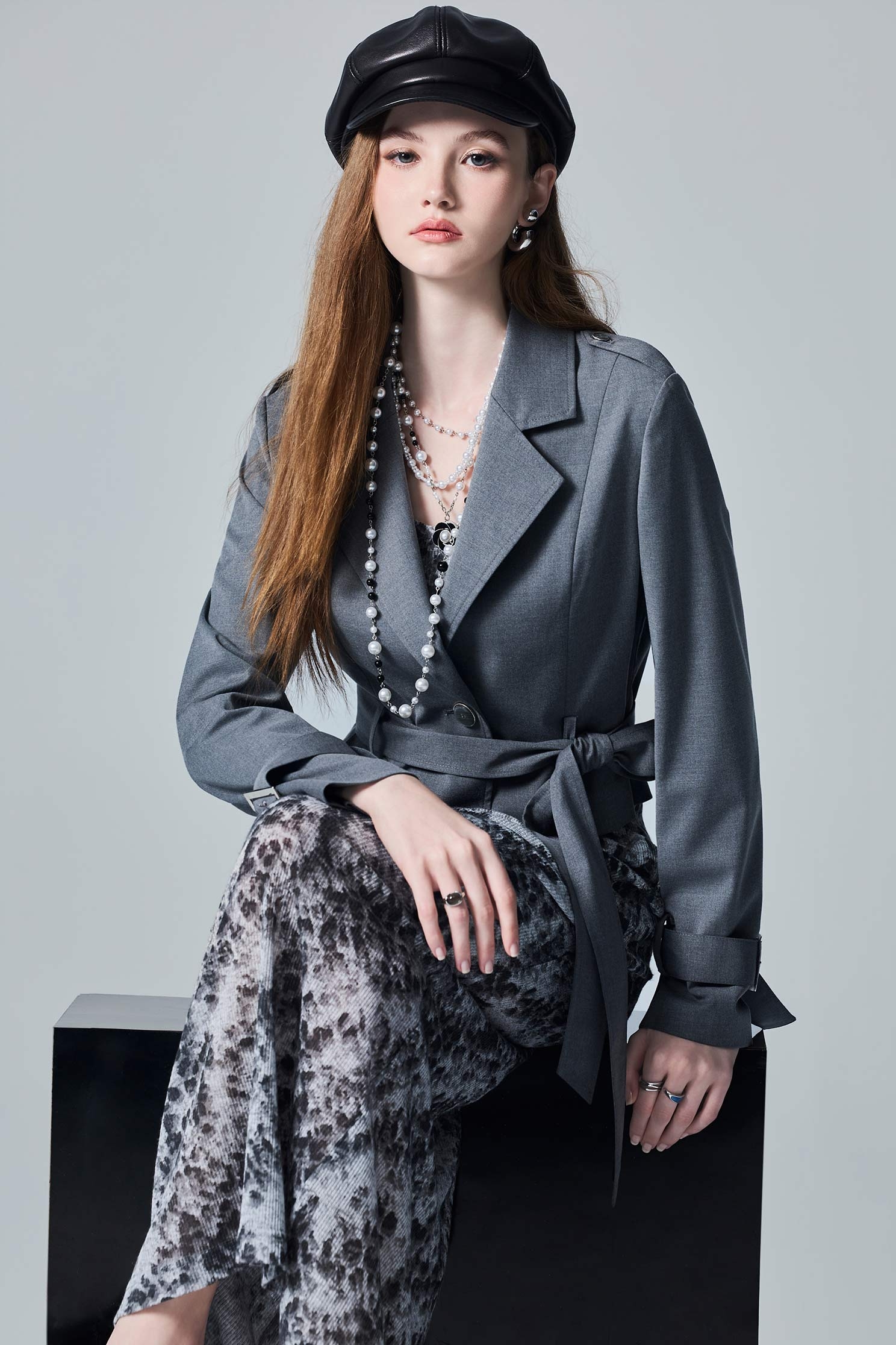 Charcoal Grey Belted BlazerCharcoal Grey Belted Blazer,Jackets,Outerwear,Season (AW) Look,Blazers
