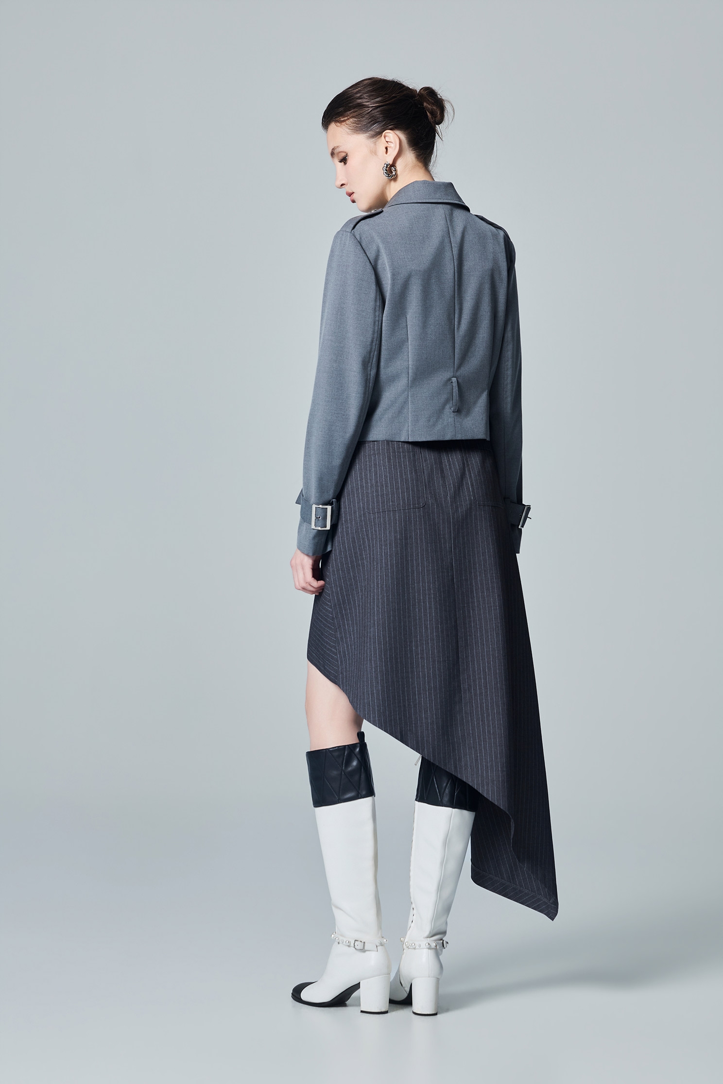 Charcoal Grey Belted BlazerCharcoal Grey Belted Blazer,Jackets,Outerwear,Season (AW) Look,Blazers