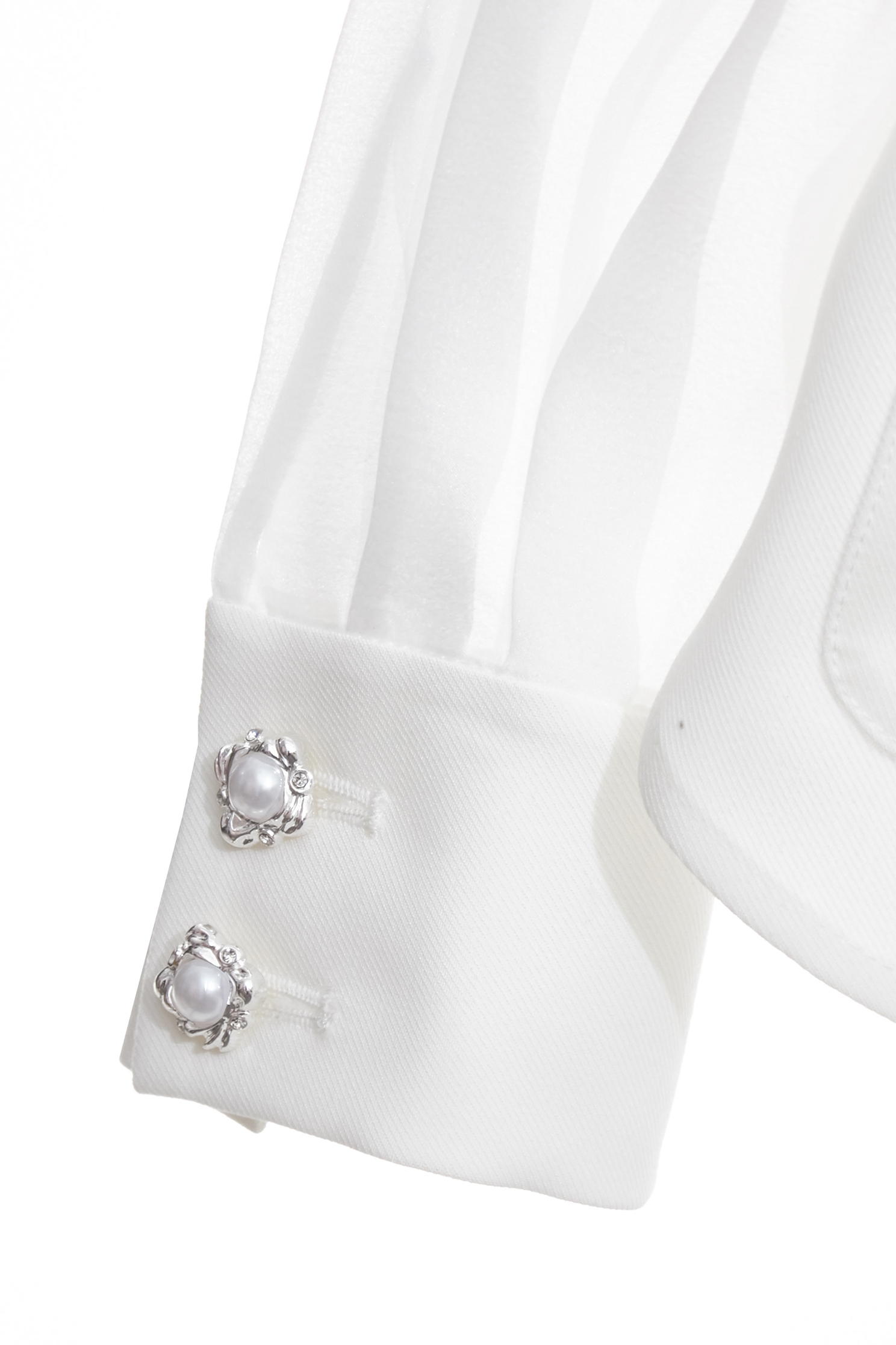 Chiffon Mix Material White BlazerChiffon Mix Material White Blazer,Jackets,bestselling,Outerwear,pearl,White outerwear,Season (AW) Look,Chiffon