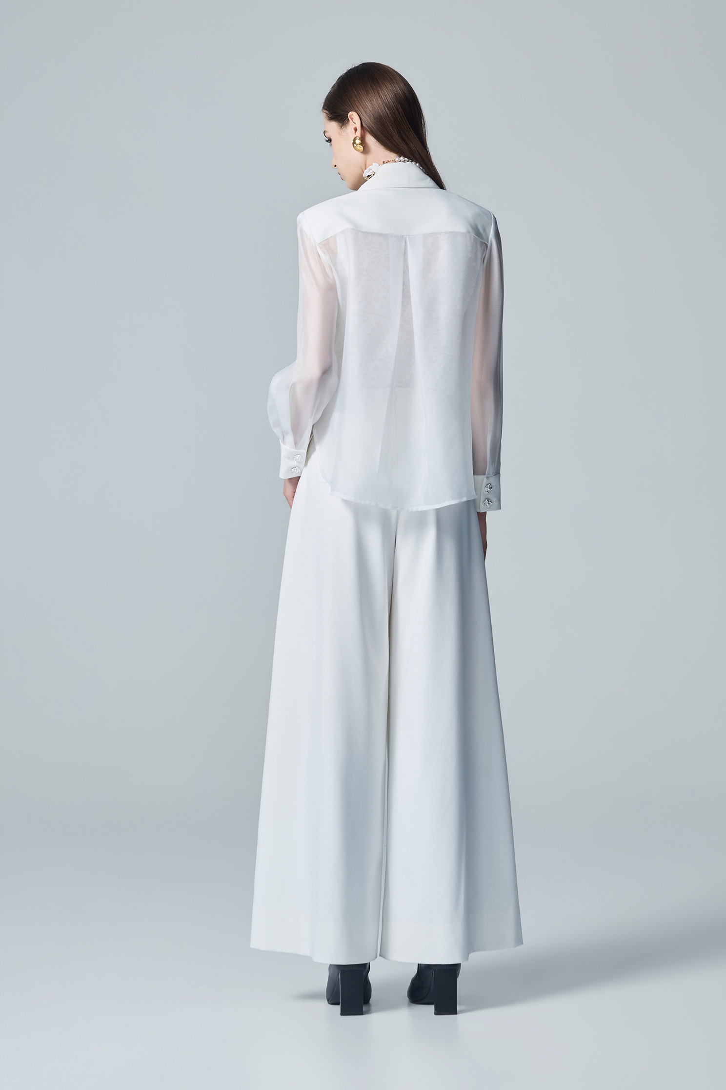 Chiffon Mix Material White BlazerChiffon Mix Material White Blazer,Jackets,bestselling,Outerwear,pearl,White outerwear,Season (AW) Look,Chiffon
